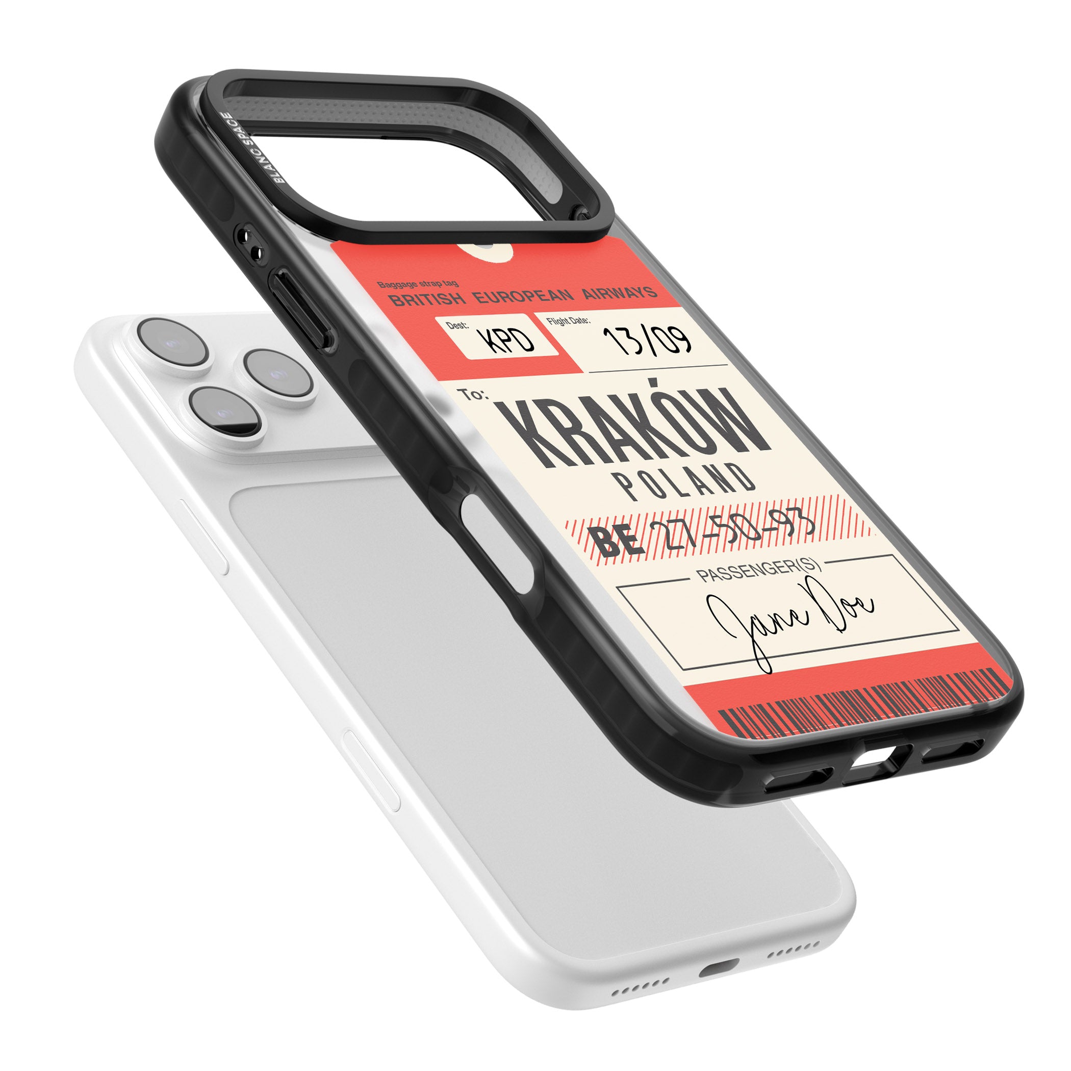 Personalised Vintage Bea Luggage Tag iPhone 17 Pro Impact Black Phone Case Colours