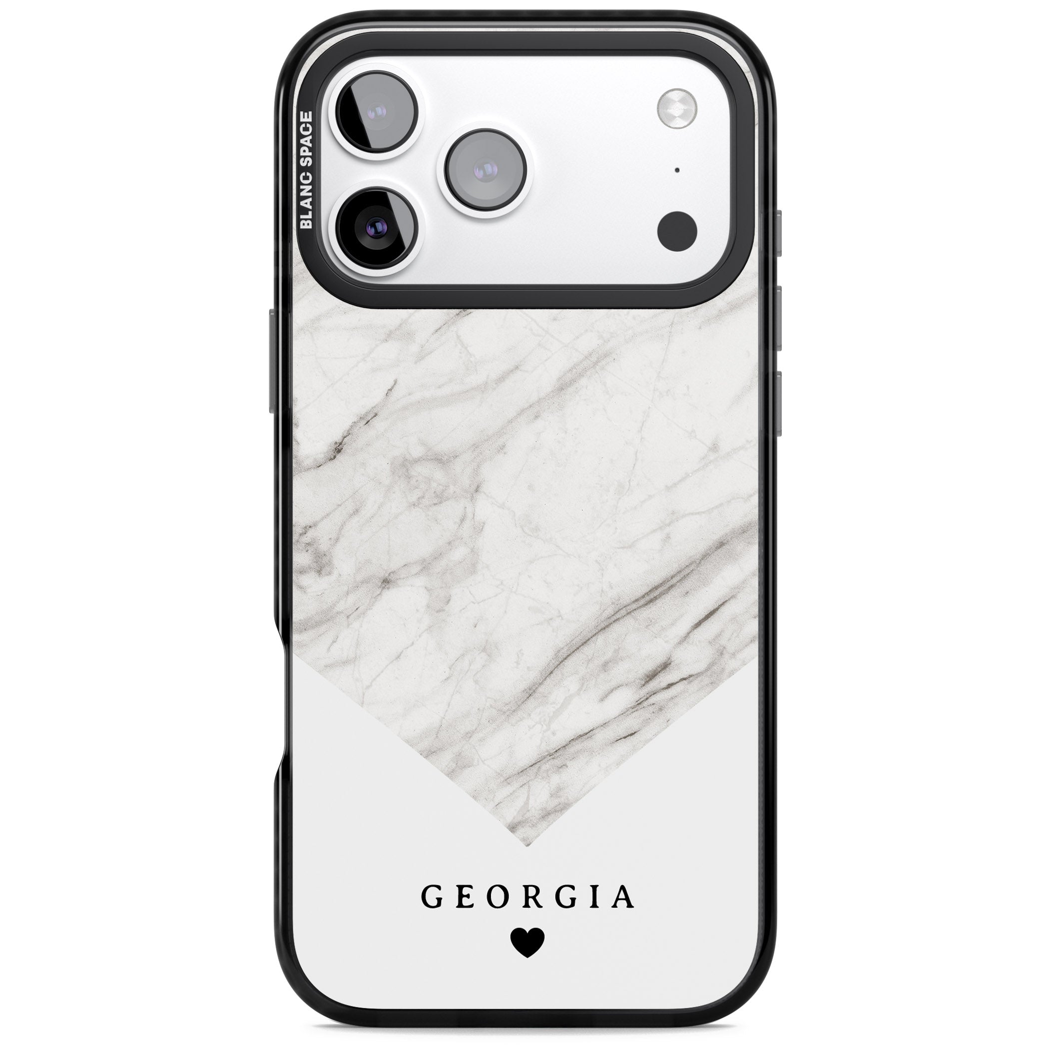Personalised White Marble iPhone 17 Pro Max Impact Black Phone Case