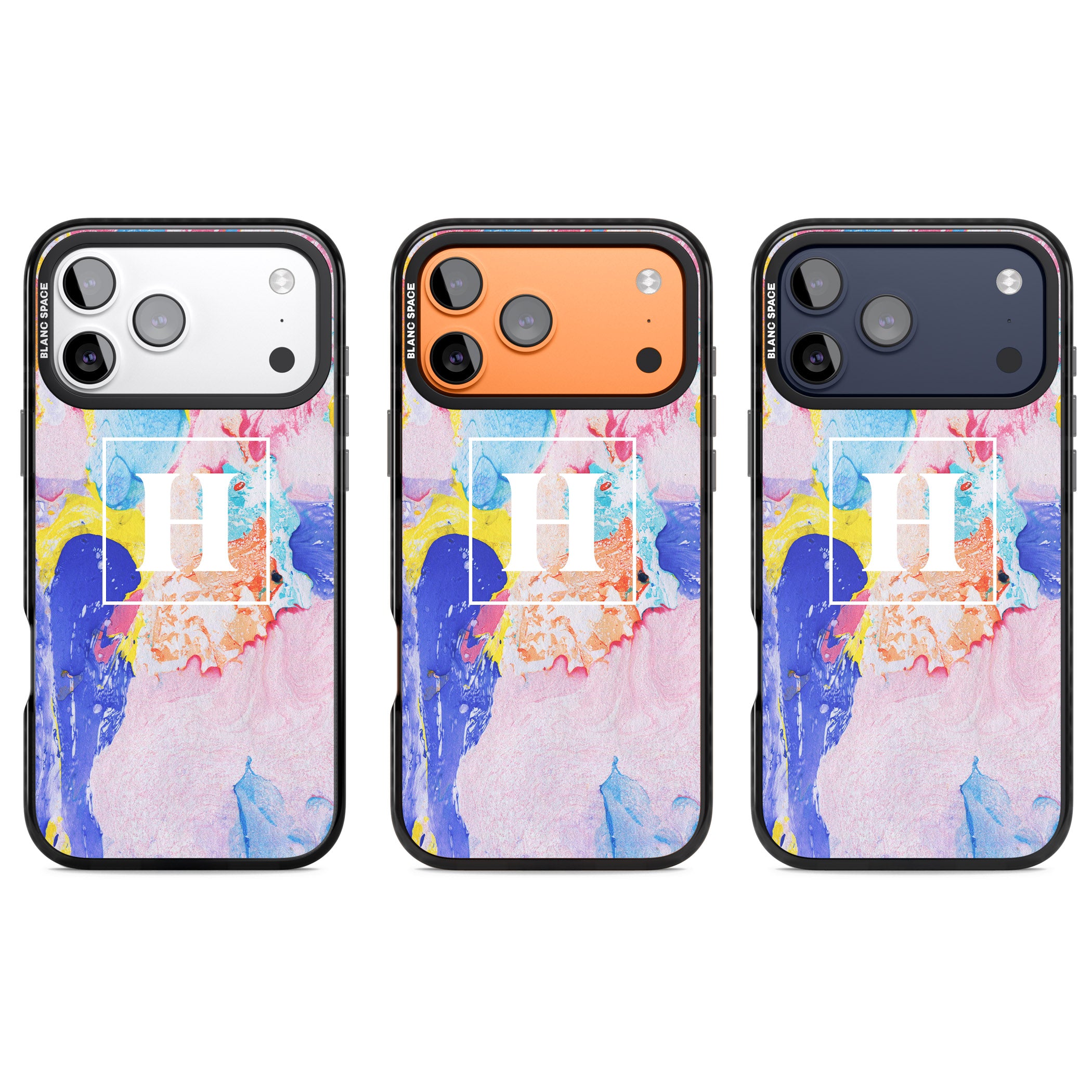 Personalised Pastel Marble Mix iPhone 17 Pro Impact Black Phone Case APT Impact Protection