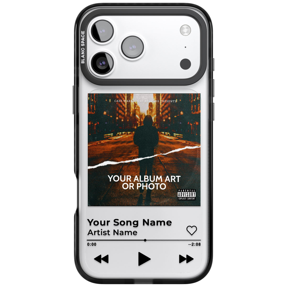 Personalised Music Player iPhone 17 Pro Max Impact Black Phone Case front