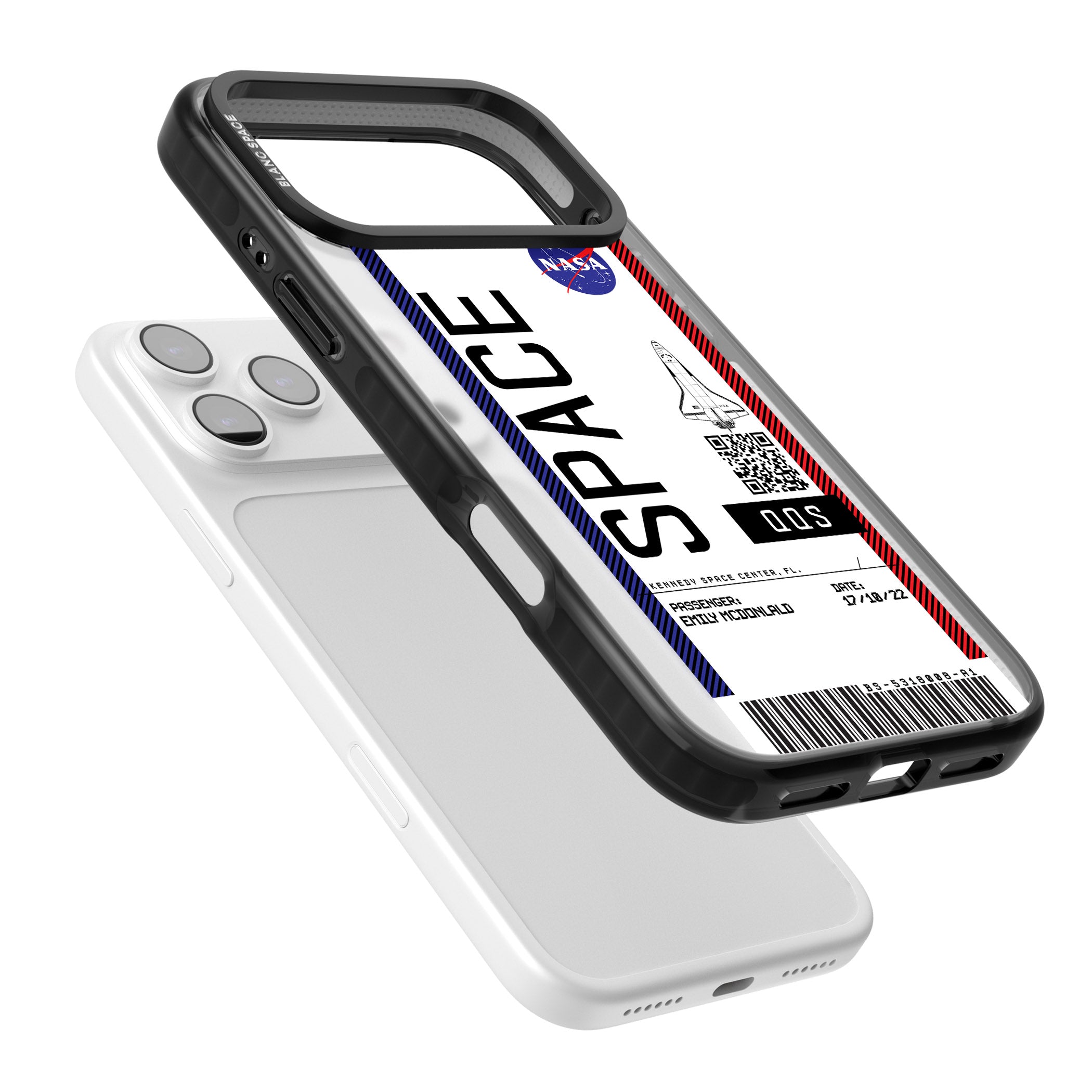 Personalised Nasa Boarding Pass (Light) iPhone 17 Pro Impact Black Phone Case Colours