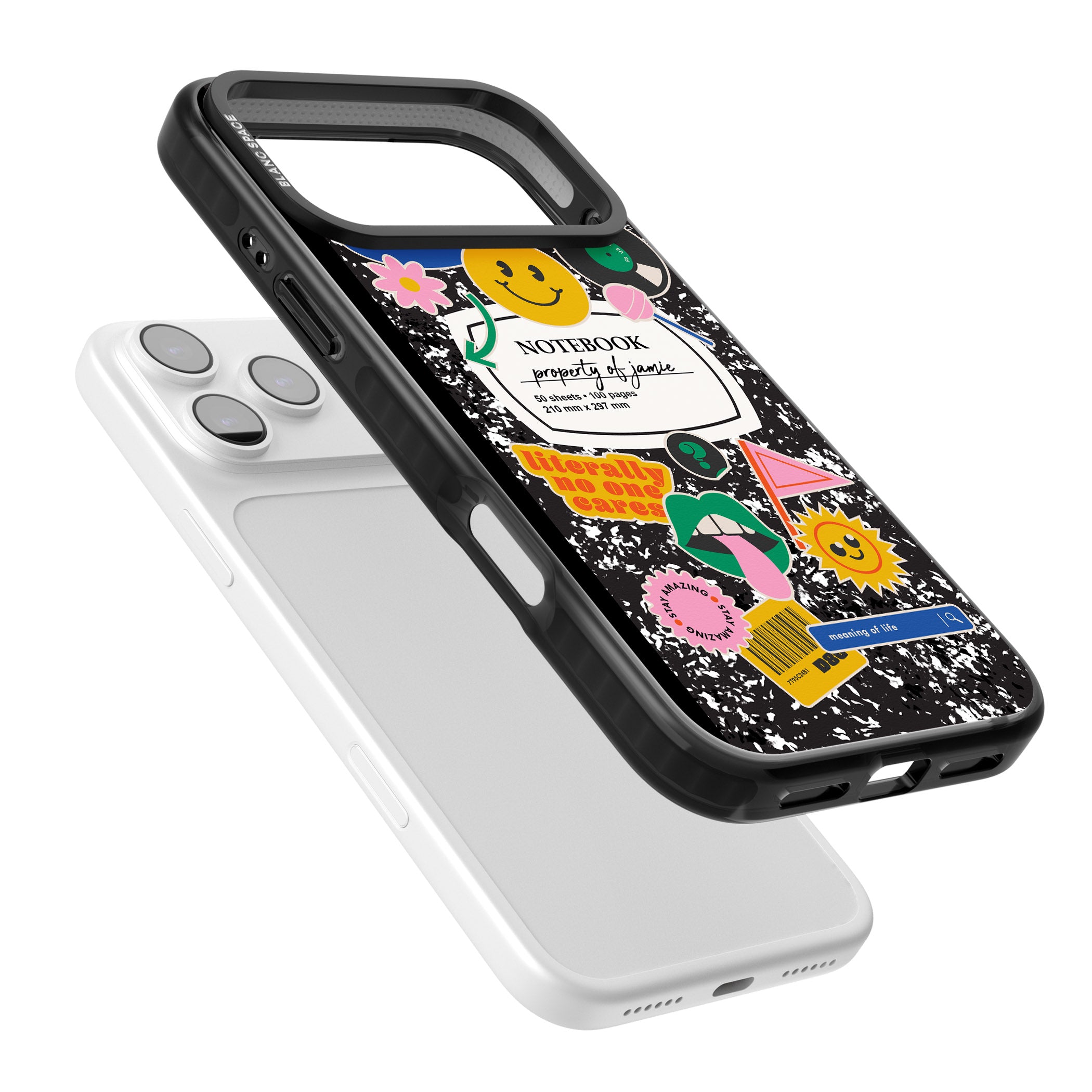 Personalised Quirky Notebook iPhone 17 Pro Impact Black Phone Case Colours