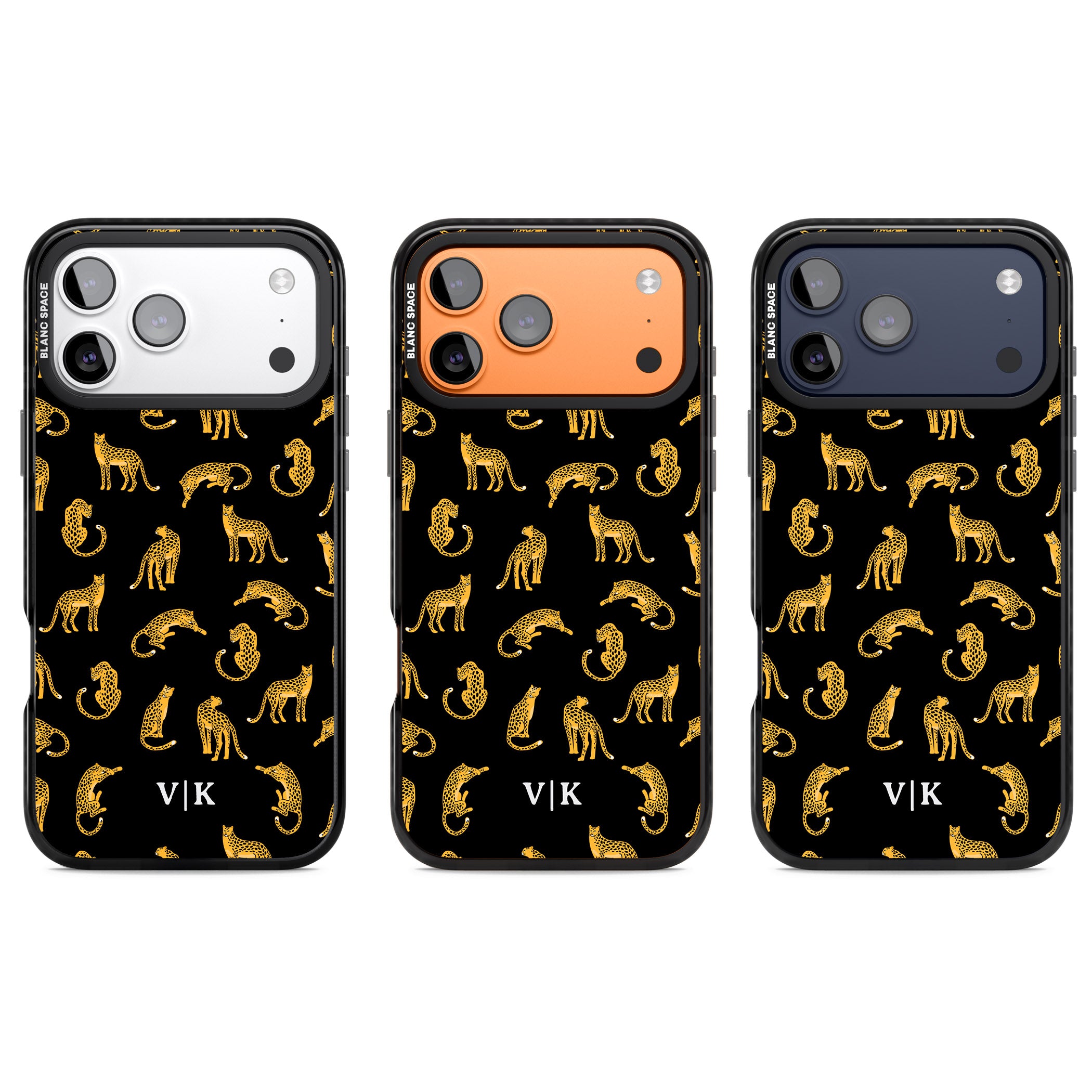 Personalised Gold Cheetah Pattern iPhone 17 Pro Impact Black Phone Case APT Impact Protection