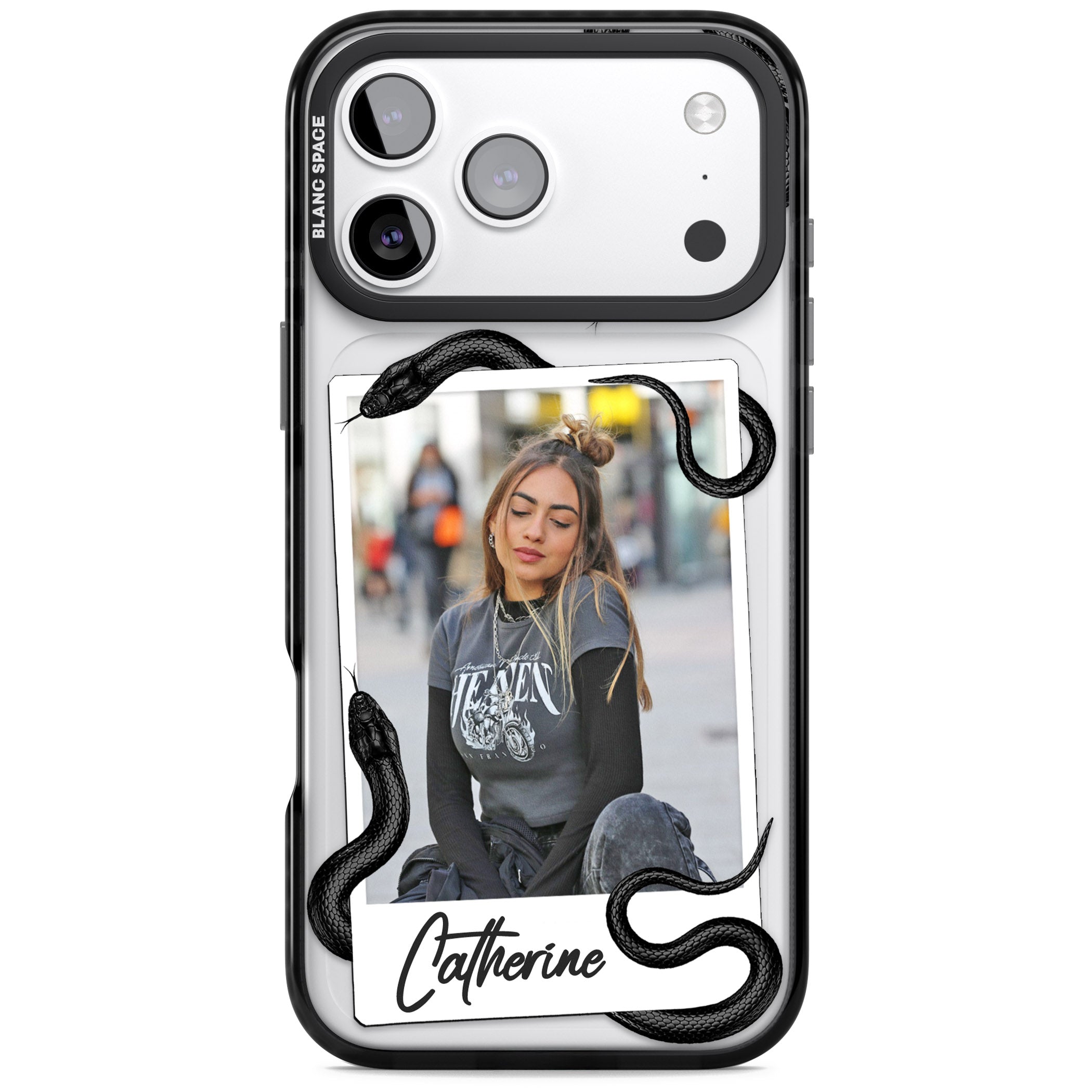 Personalised Snake Instant Photo iPhone 17 Pro Impact Black Phone Case
