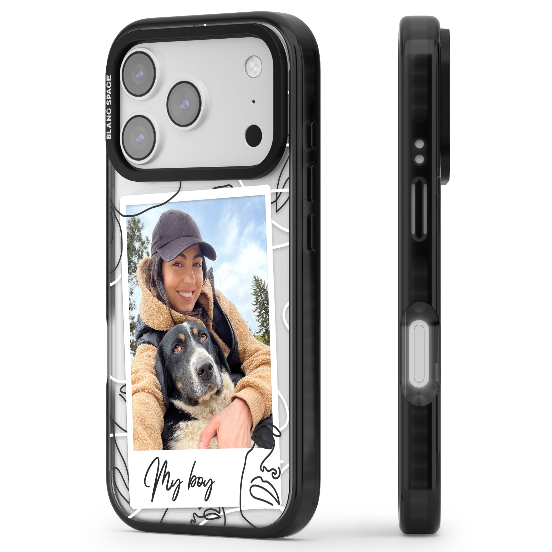 Personalised Abstract Faces Instant Photo iPhone 17 Pro Impact Black Phone Case Side Profile