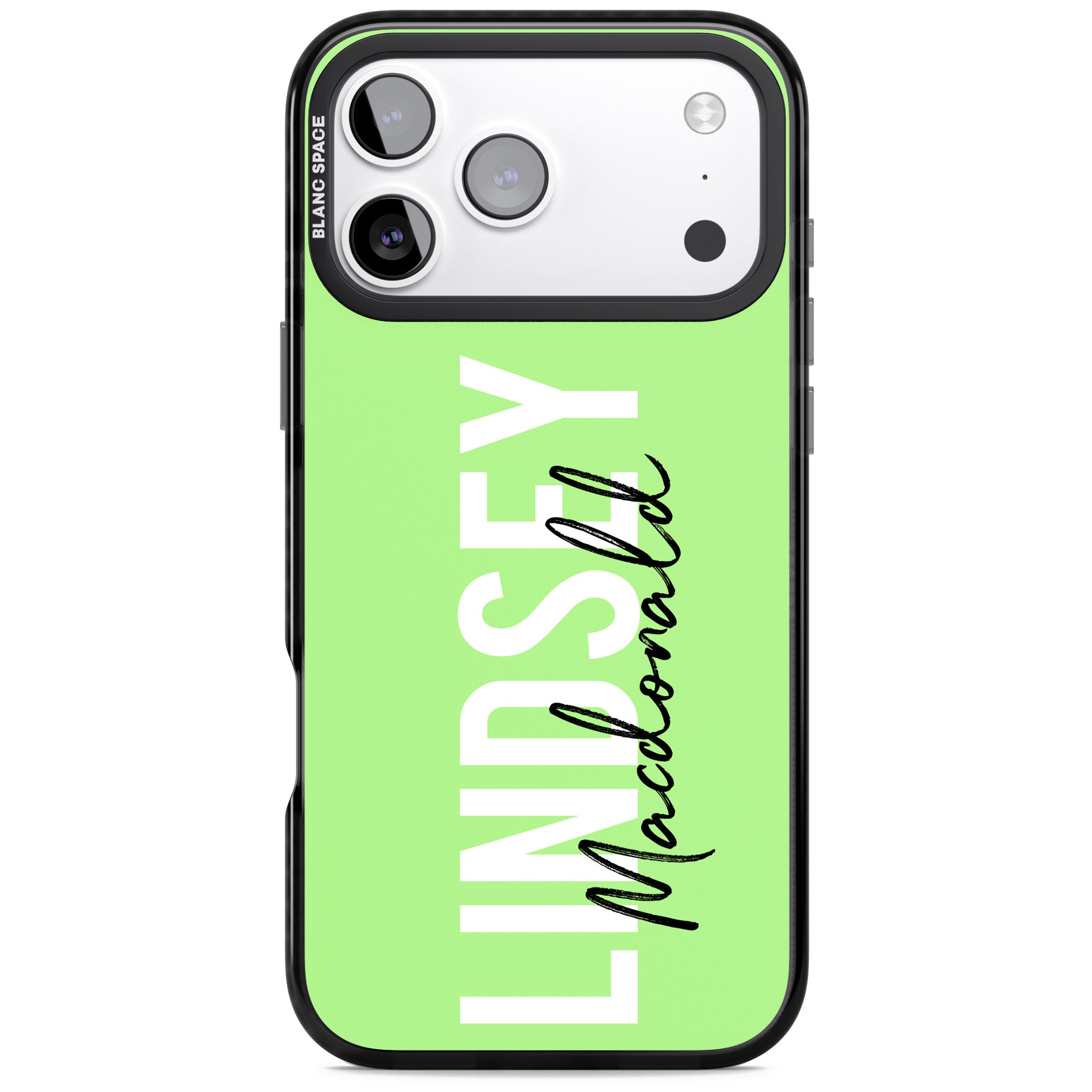 Personalised Bold Name: Lime iPhone 17 Pro Impact Black Phone Case