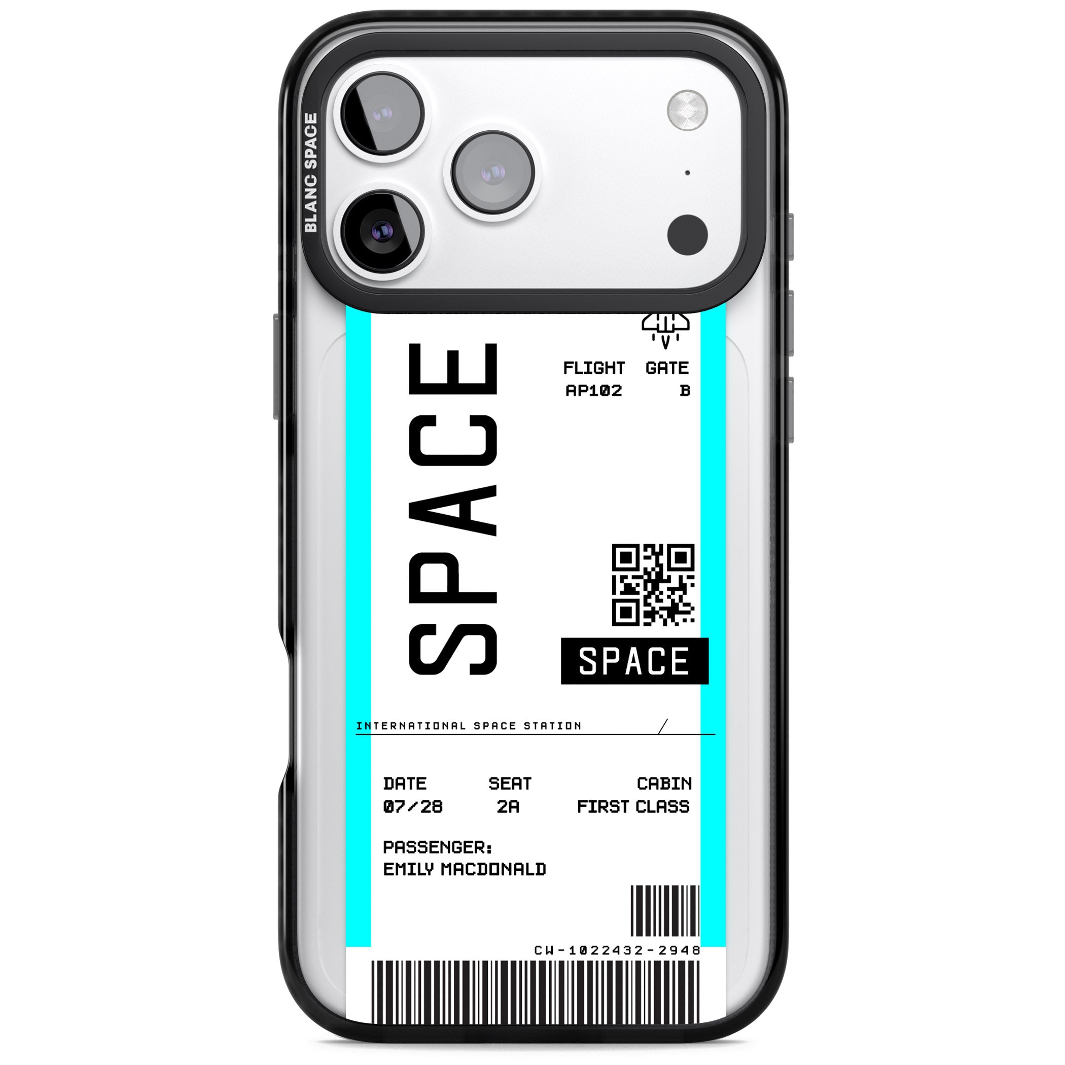 Personalised Space Travel Ticket iPhone 17 Pro Impact Black Phone Case