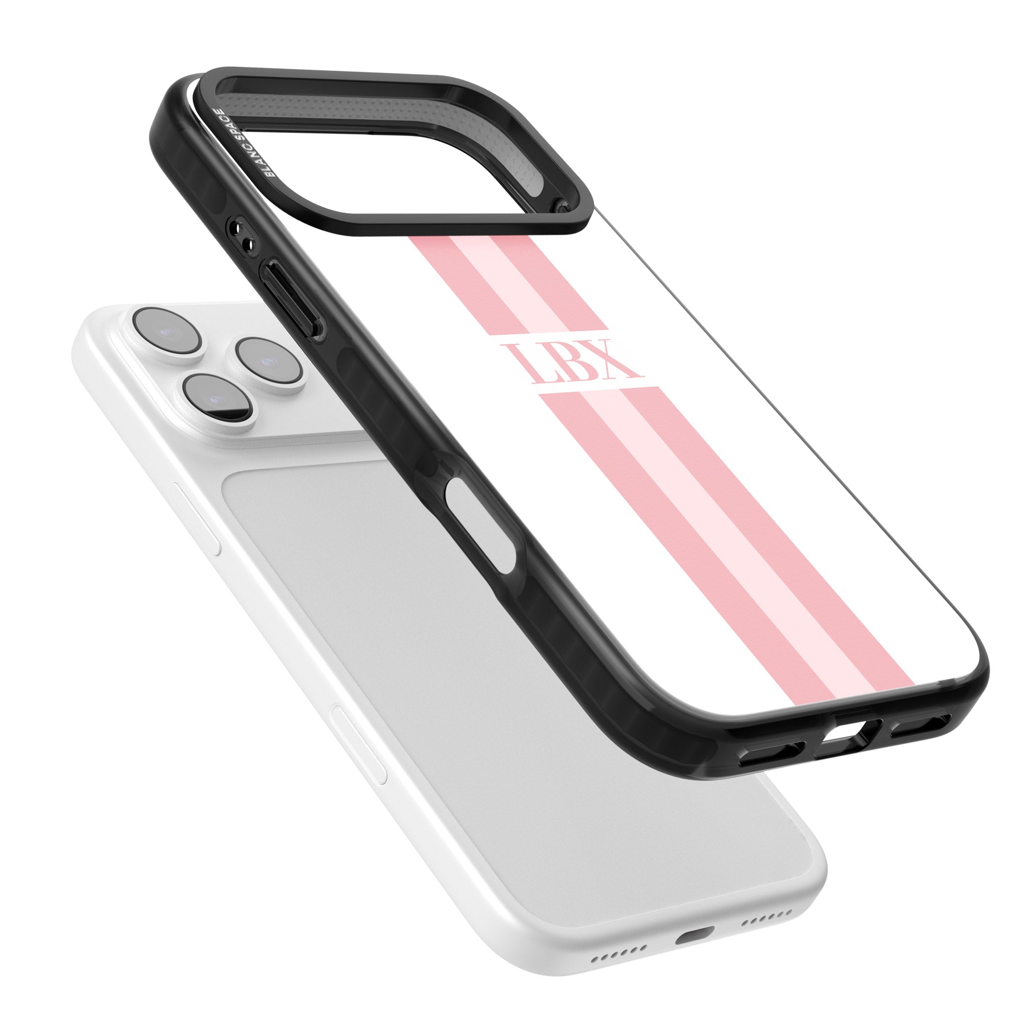 Personalised Minimal Pink Stripe iPhone 17 Pro Impact Black Phone Case Colours