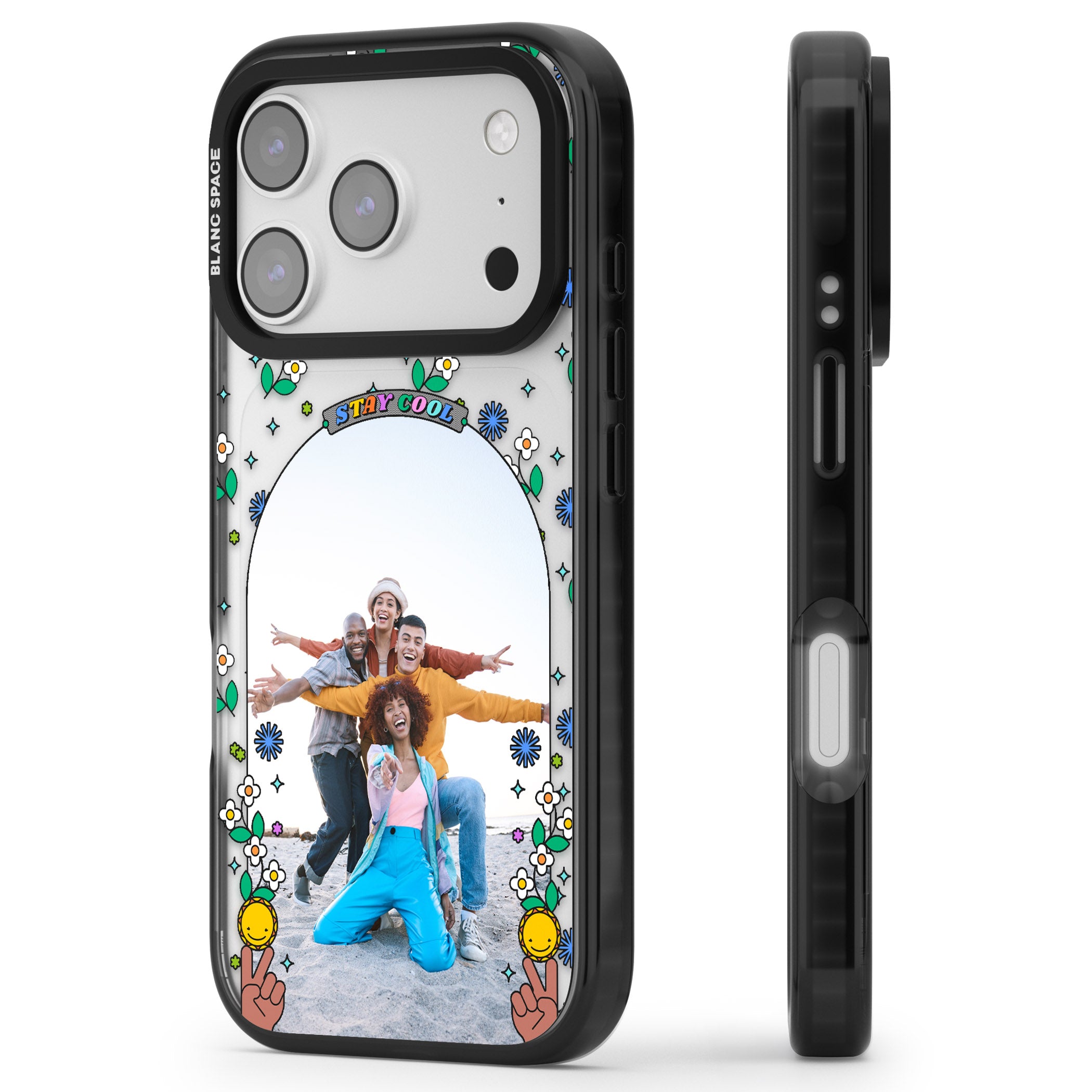 Personalised Summer Photo Frame iPhone 17 Pro Impact Black Phone Case Side Profile