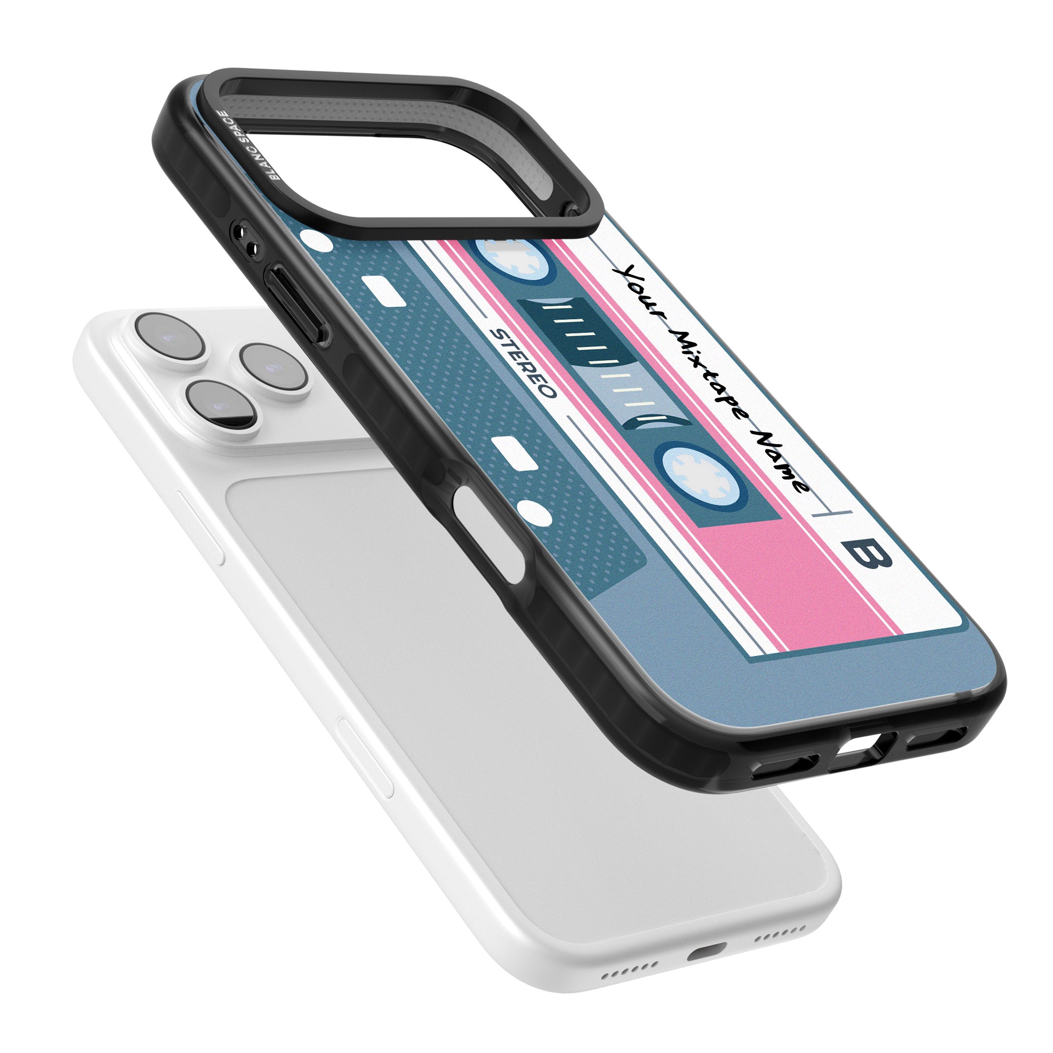 Personalised Retro Cassette Mixtape iPhone 17 Pro Impact Black Phone Case Colours