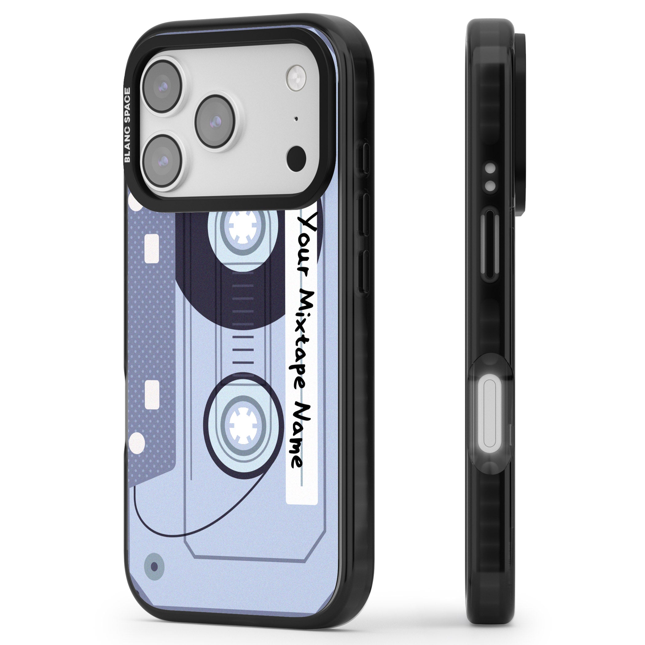Personalised Retro Mixtape Industrial iPhone 17 Pro Impact Black Phone Case Side Profile