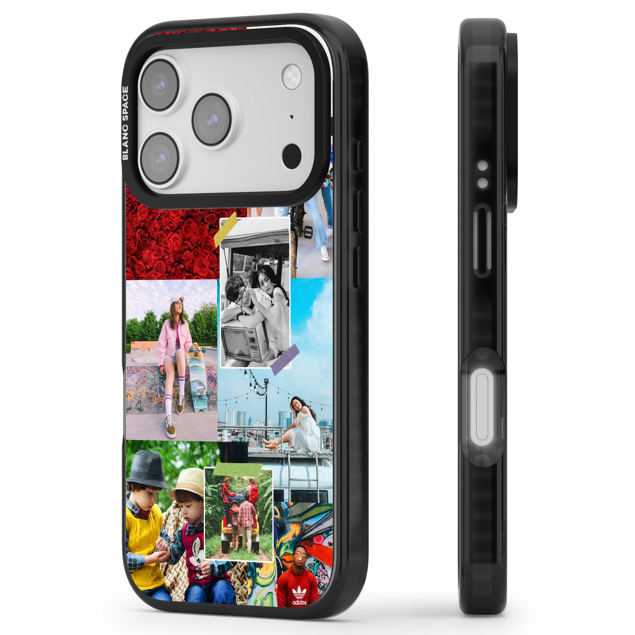 Personalised Photo Collage iPhone 17 Pro Impact Black Phone Case Side Profile