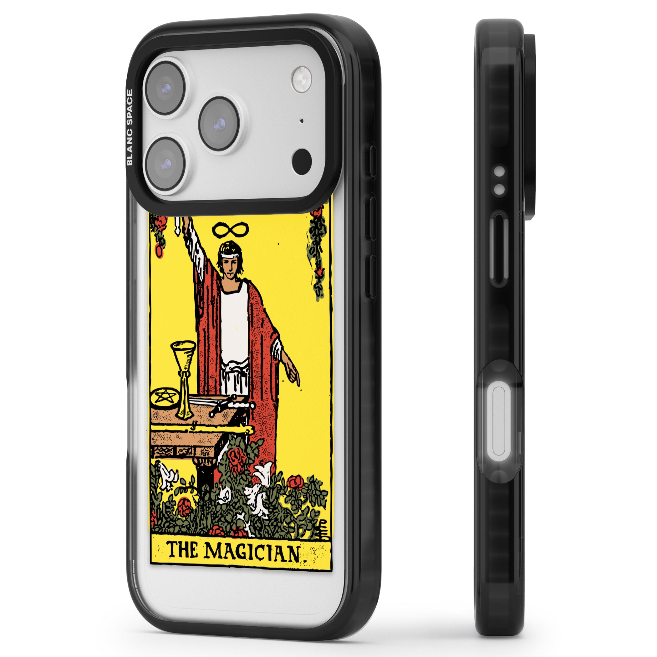 Personalised The Magician Tarot Card (Color) iPhone 17 Pro Impact Black Phone Case Side Profile