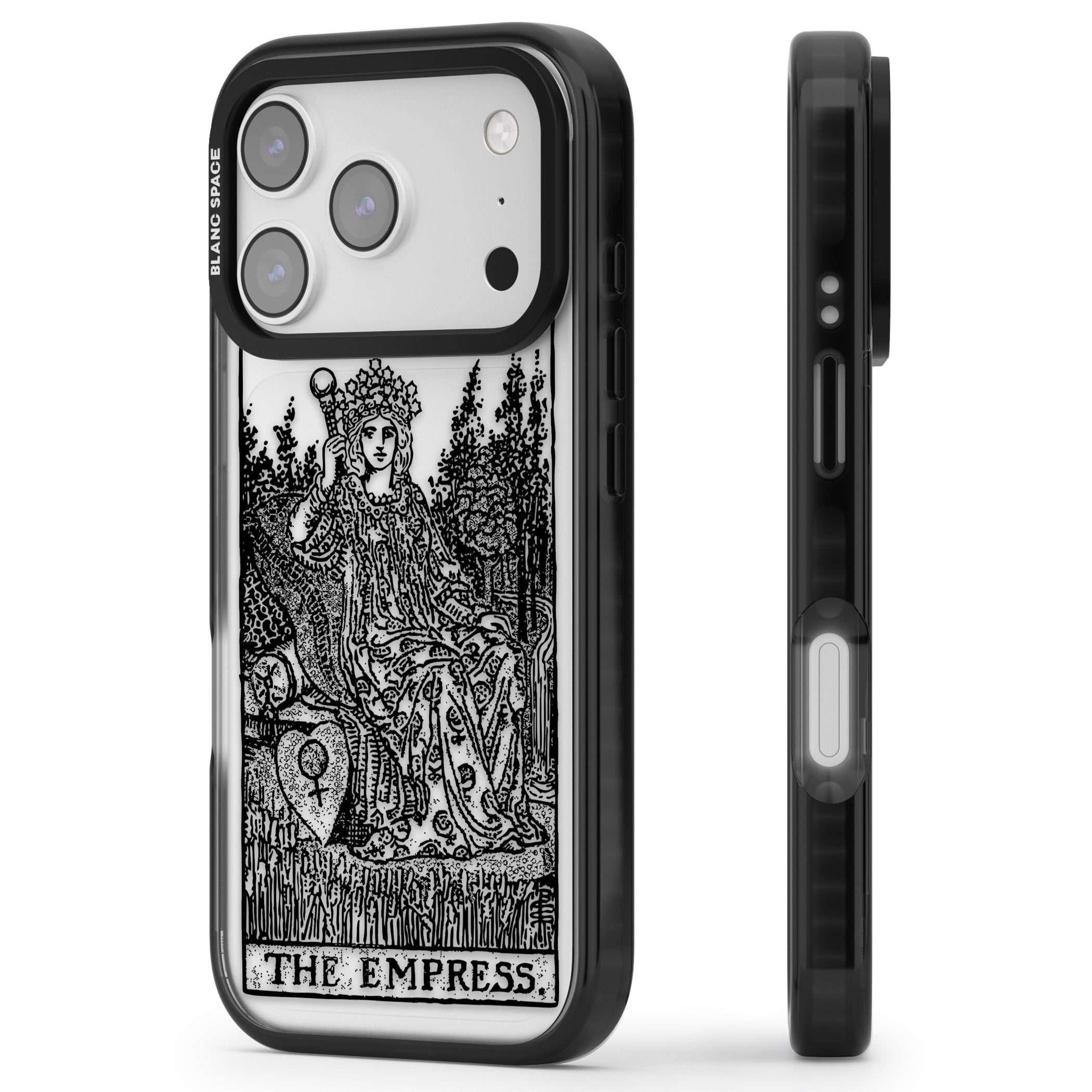 Personalised The Empress Tarot Card (Clear) iPhone 17 Pro Impact Black Phone Case Side Profile