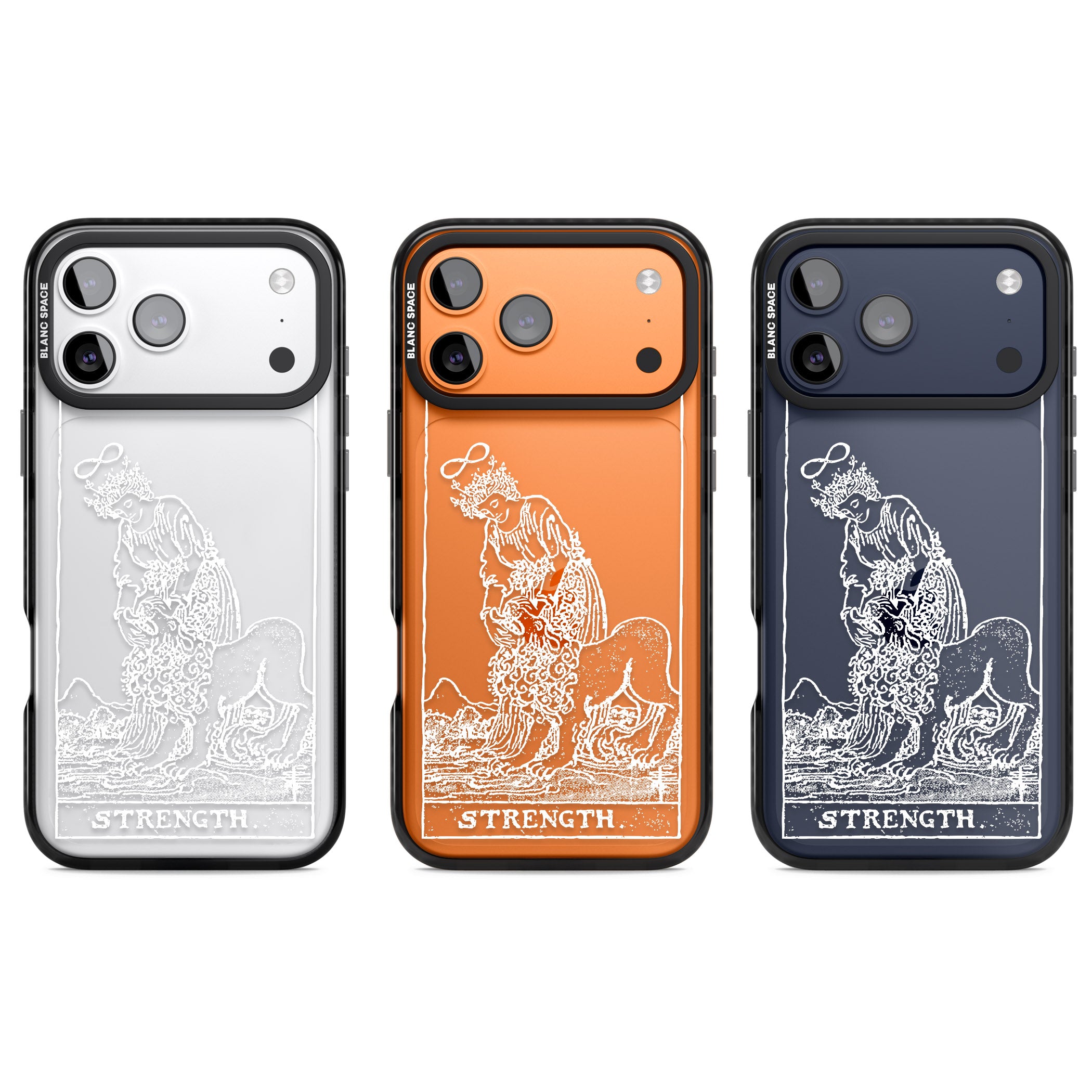 Personalised Strength Tarot Card (White) iPhone 17 Pro Impact Black Phone Case APT Impact Protection
