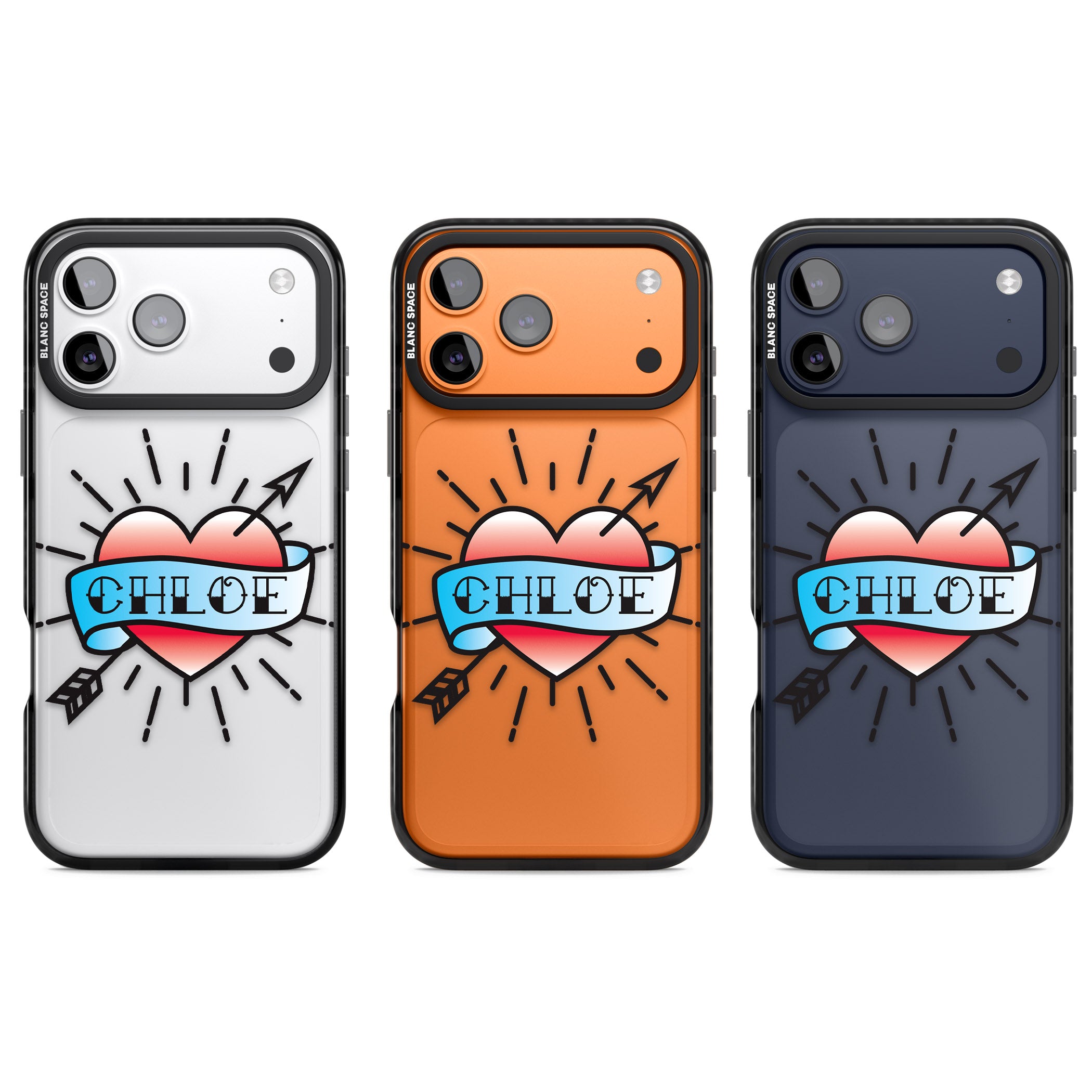 Personalised Heart Tattoo iPhone 17 Pro Impact Black Phone Case APT Impact Protection