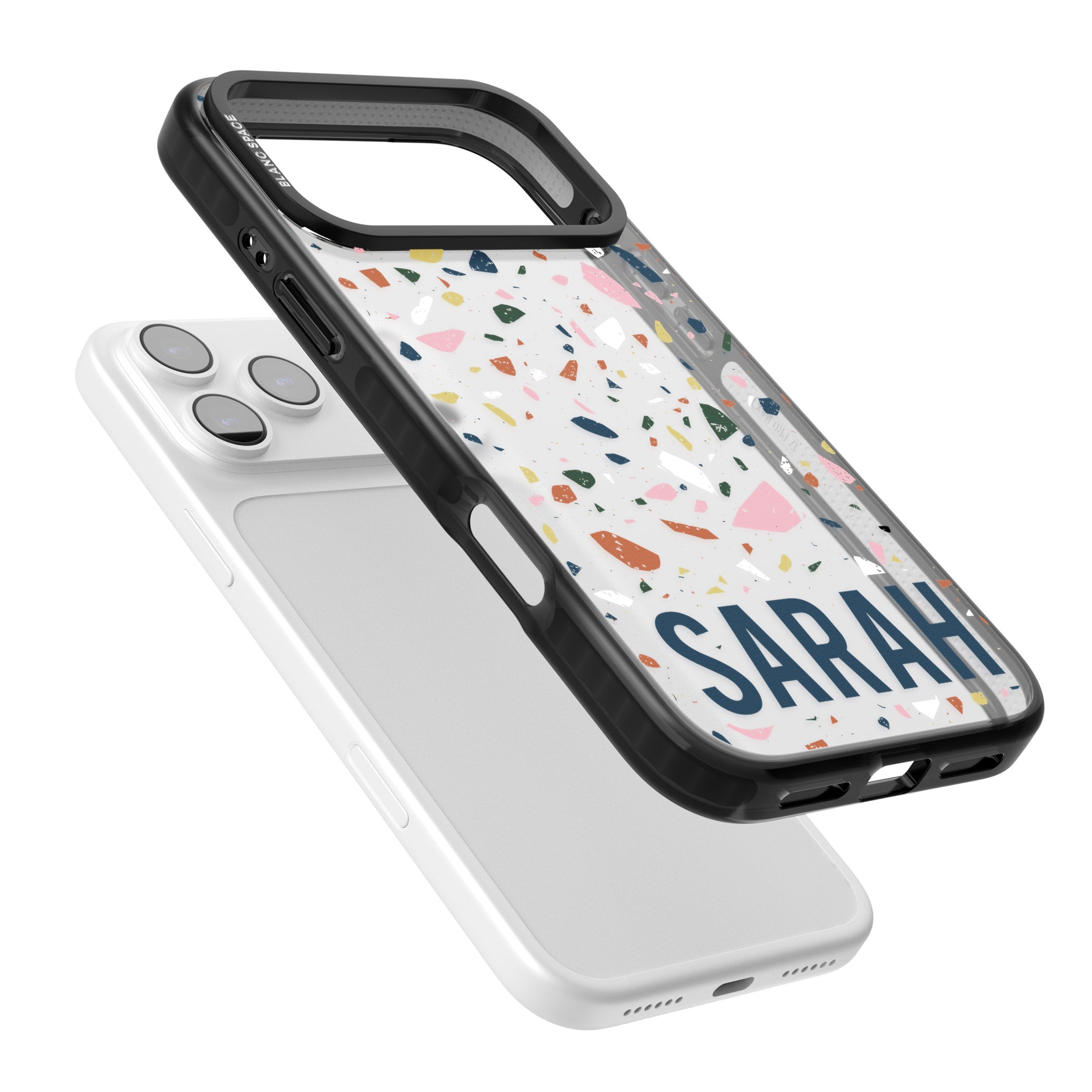 Personalised Terrazzo iPhone 17 Pro Impact Black Phone Case Colours