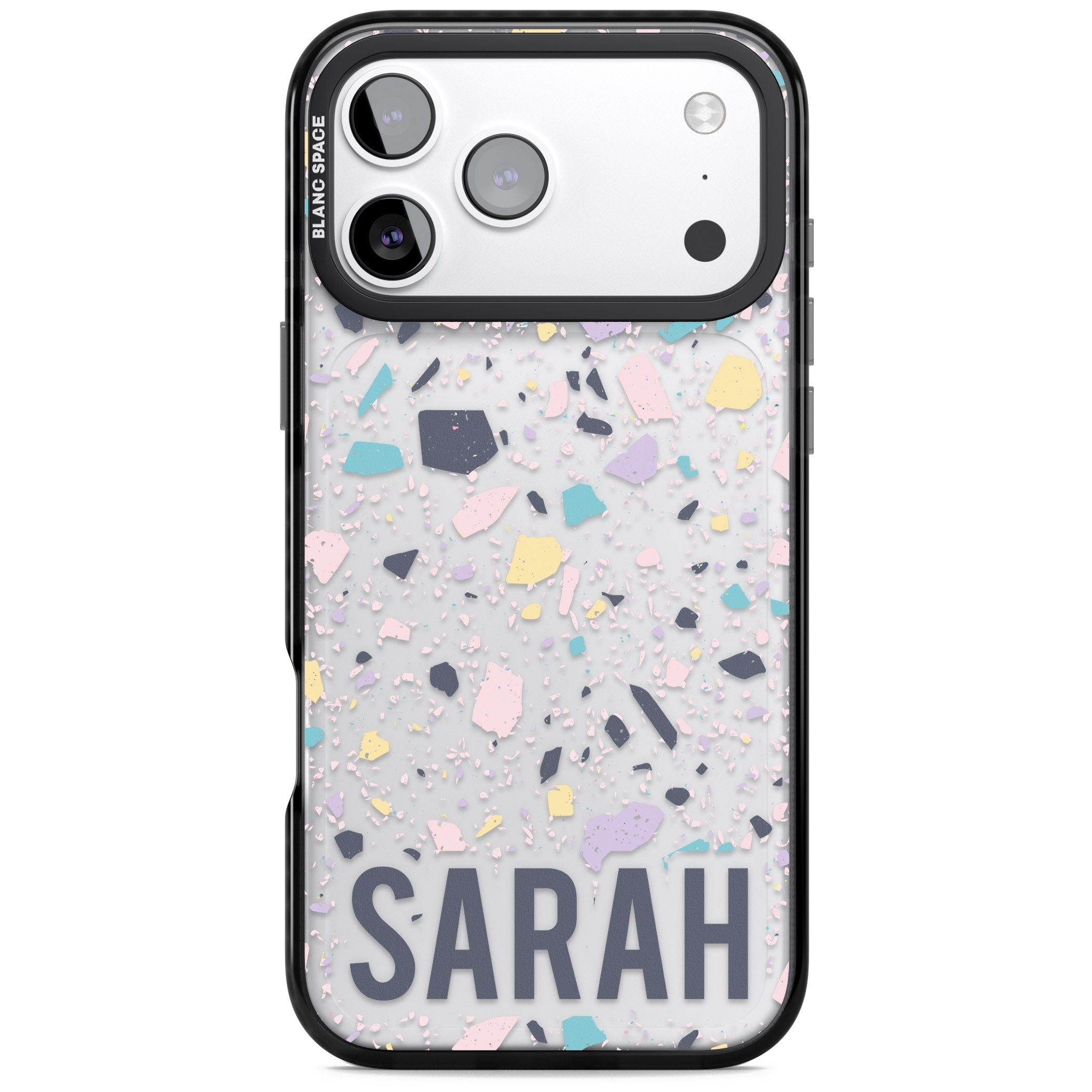 Personalised Pastel Terrazzo iPhone 17 Pro Impact Black Phone Case