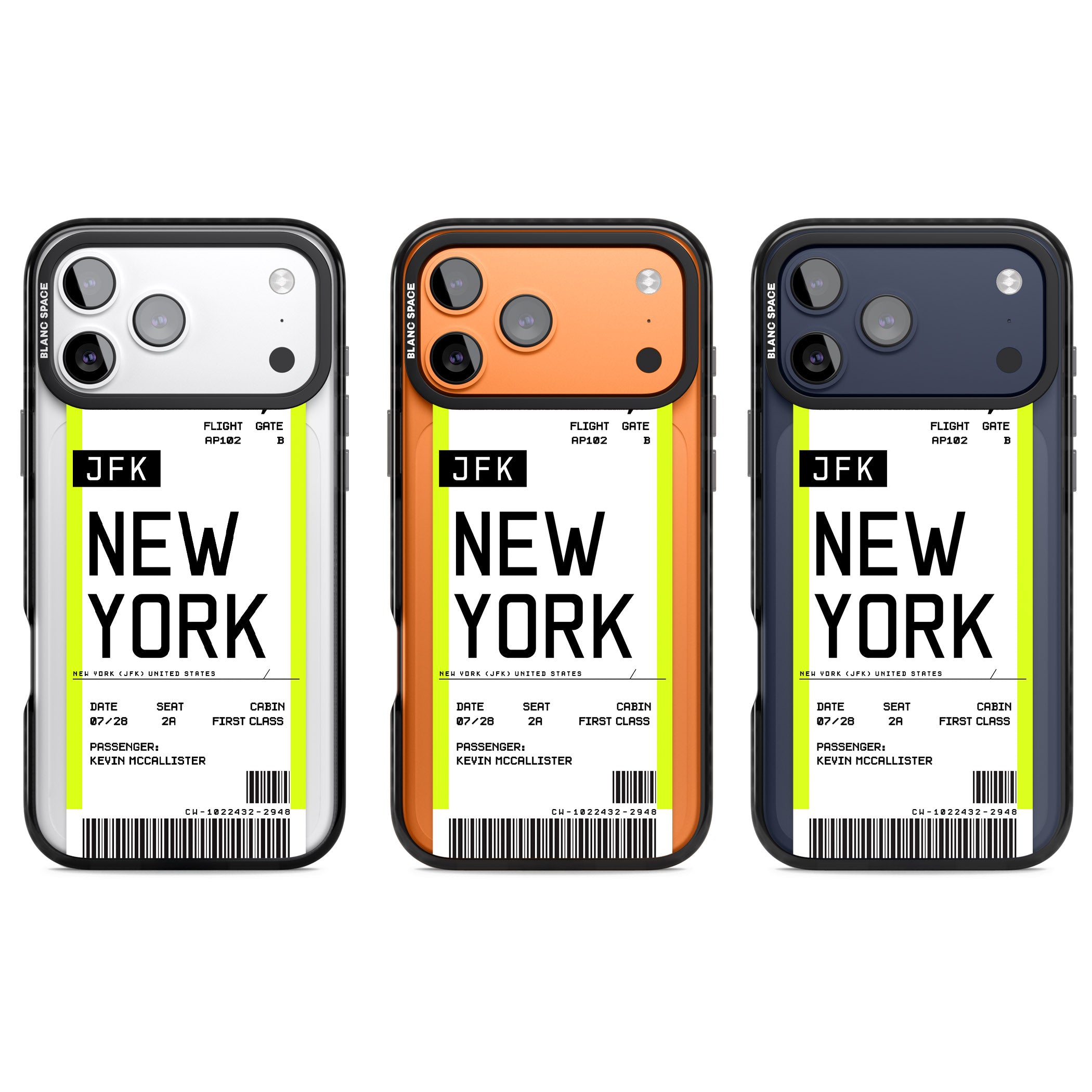 Personalised New York Boarding Pass iPhone 17 Pro Impact Black Phone Case APT Impact Protection