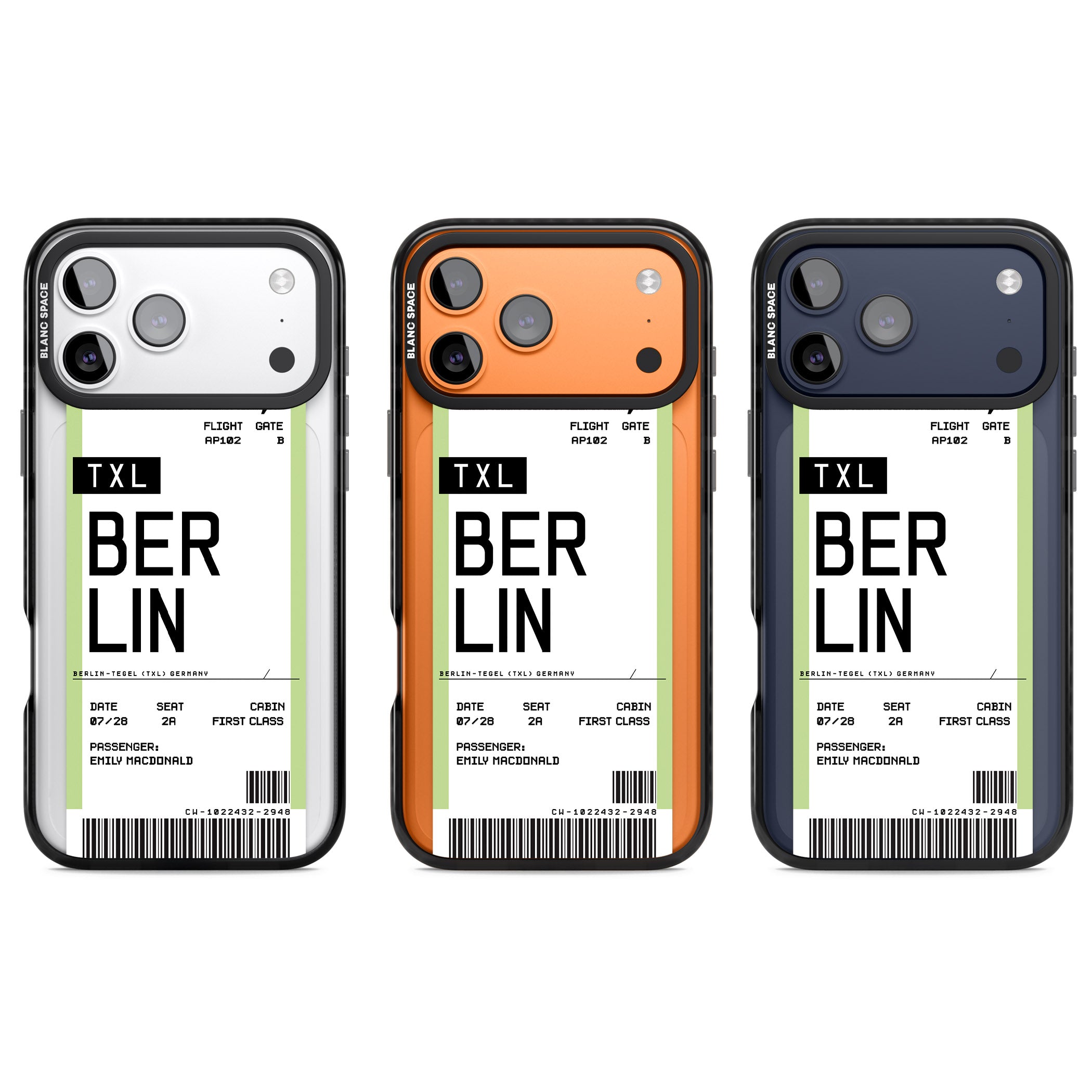 Personalised Berlin Boarding Pass iPhone 17 Pro Impact Black Phone Case APT Impact Protection