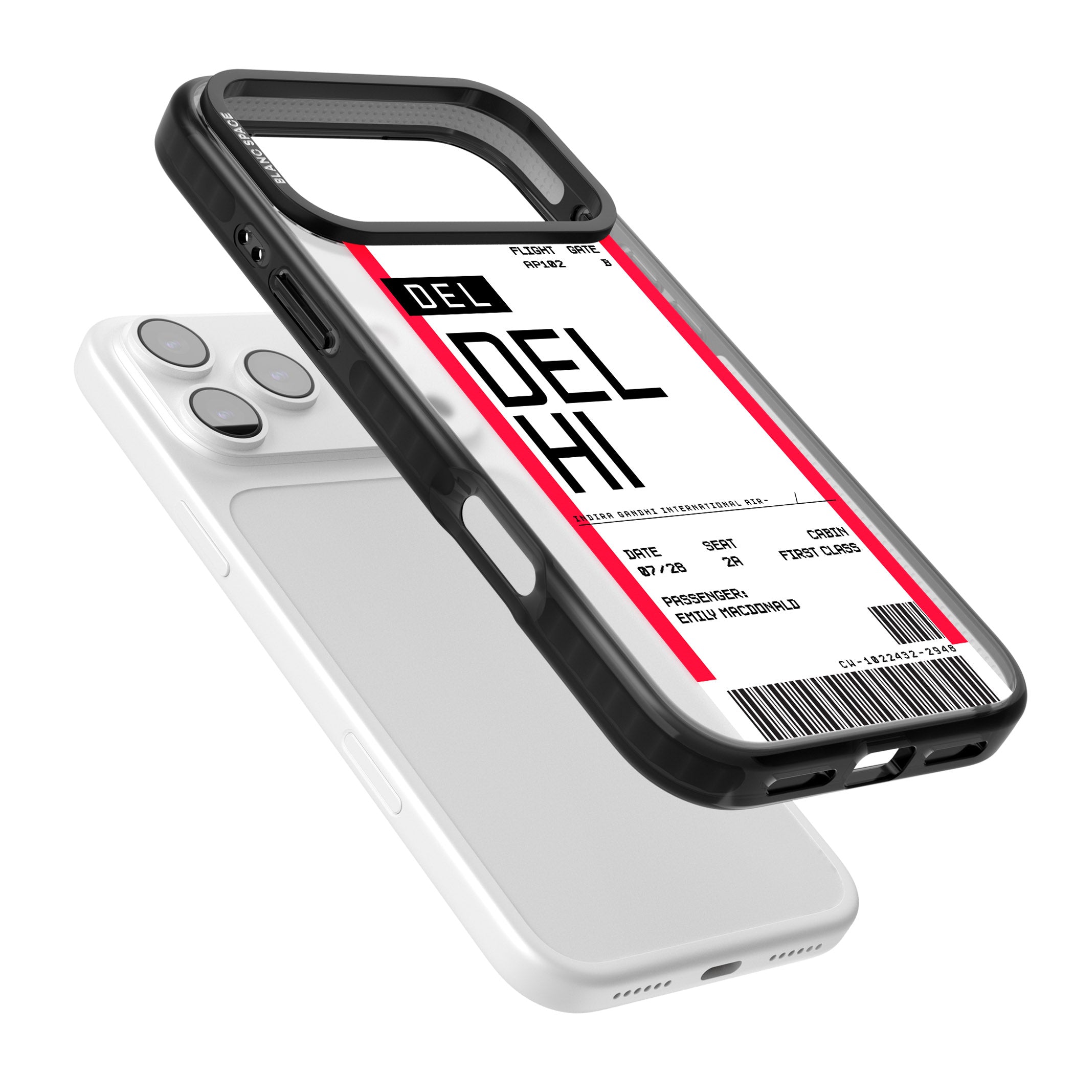 Personalised Delhi Boarding Pass iPhone 17 Pro Impact Black Phone Case Colours