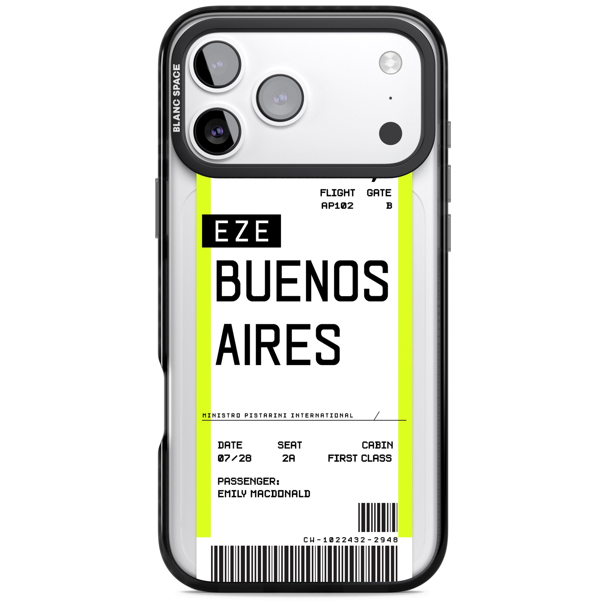 Personalised Buenos Aires Boarding Pass iPhone 17 Pro Impact Black Phone Case
