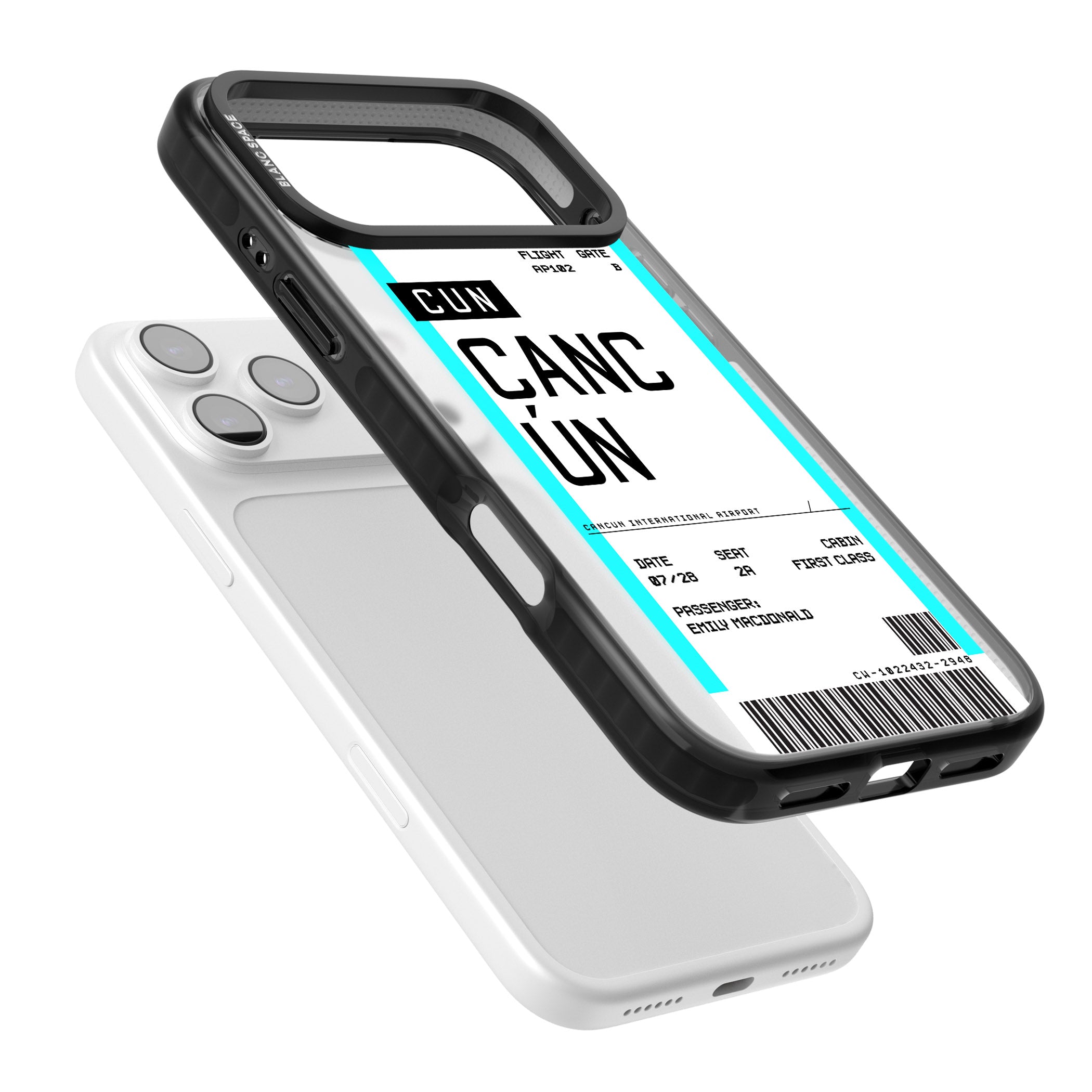 Personalised Cancún Boarding Pass iPhone 17 Pro Impact Black Phone Case Colours