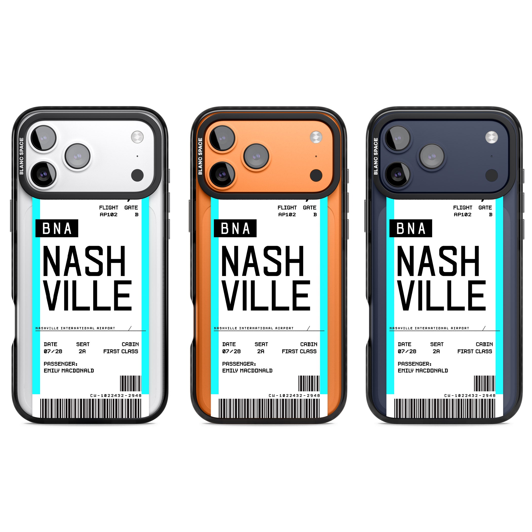 Personalised Nashville Boarding Pass iPhone 17 Pro Impact Black Phone Case APT Impact Protection