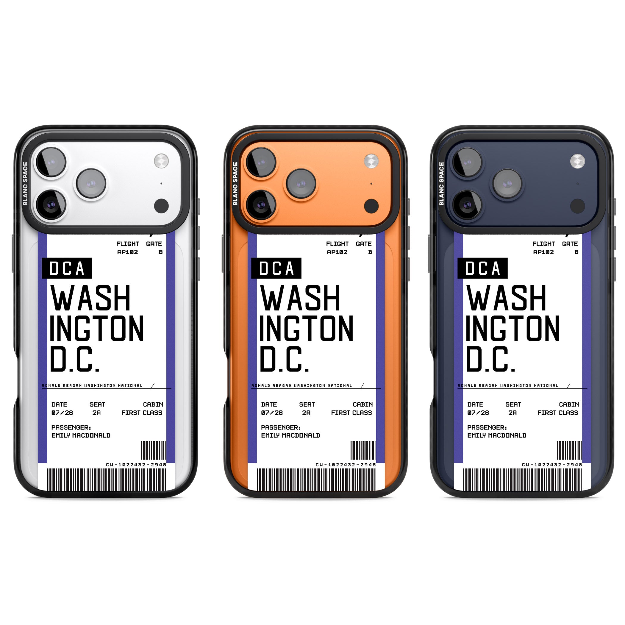 Personalised Washington D.C. Boarding Pass iPhone 17 Pro Impact Black Phone Case APT Impact Protection