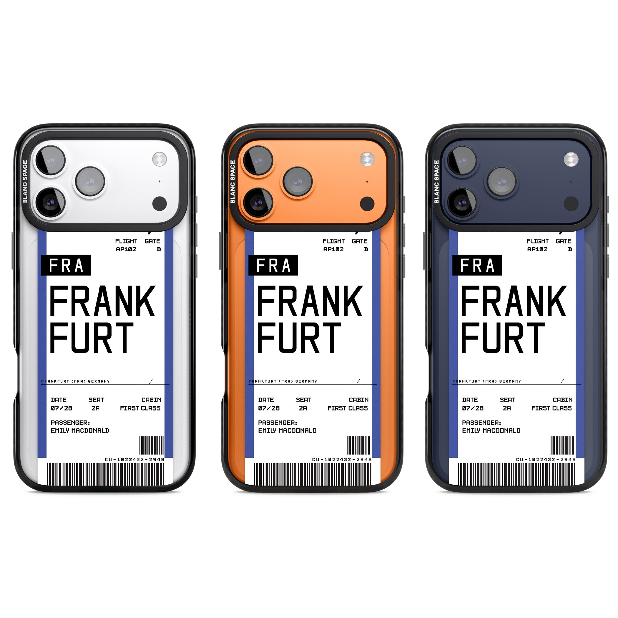 Personalised Frankfurt Boarding Pass iPhone 17 Pro Impact Black Phone Case APT Impact Protection
