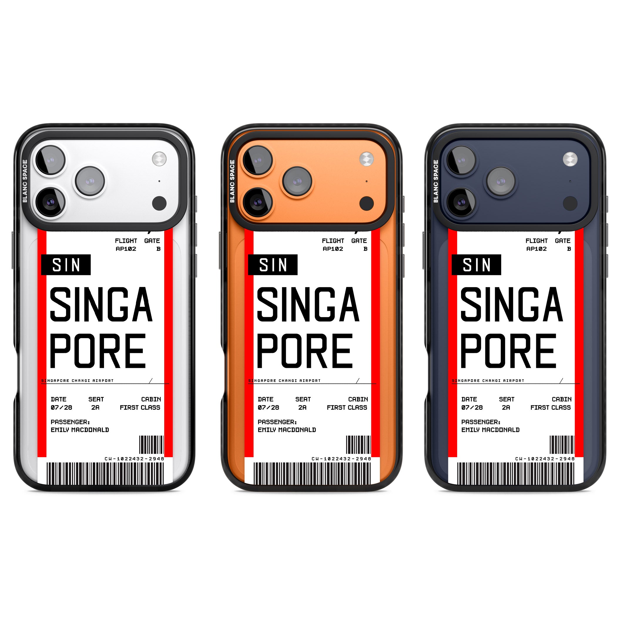 Personalised Singapore Boarding Pass iPhone 17 Pro Impact Black Phone Case APT Impact Protection