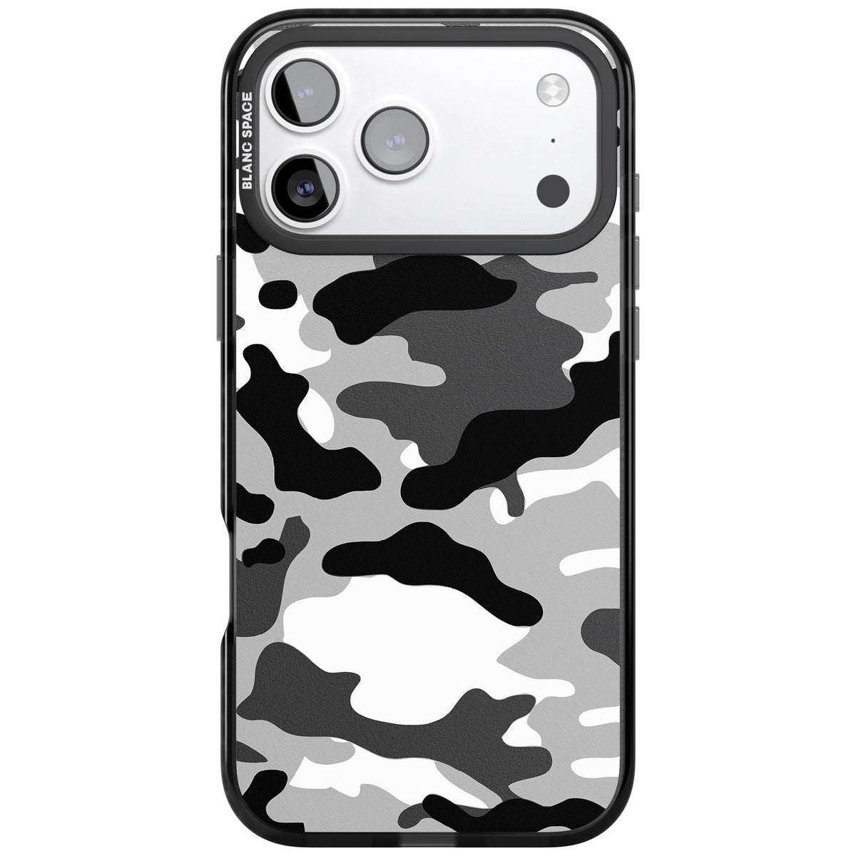 Grey Camo iPhone 17 Pro Max Impact Black Phone Case front