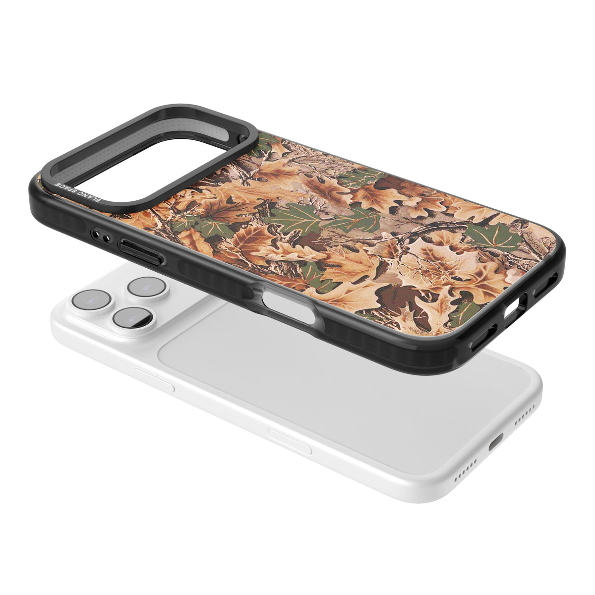 Leaves Camo iPhone 17 Pro Max Impact Black Phone Case angled
