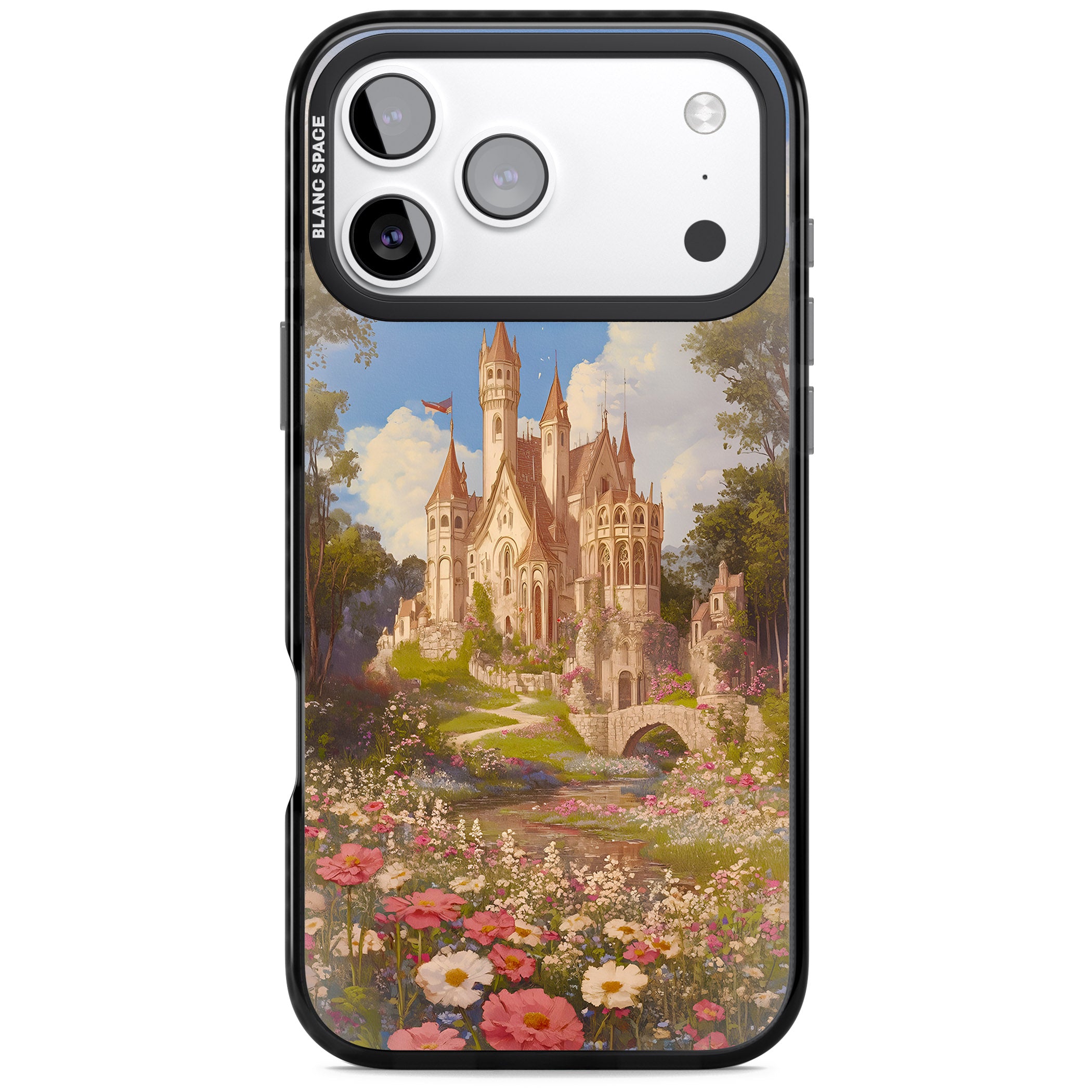 Castle Flower Fields iPhone 17 Pro Impact Black Phone Case