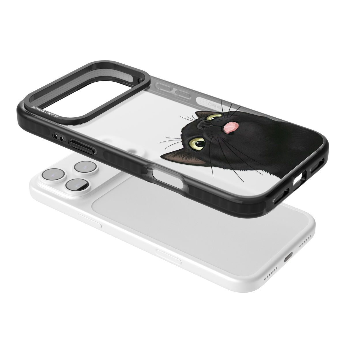 Black Cat Energy iPhone 17 Pro Max Impact Black Phone Case angled