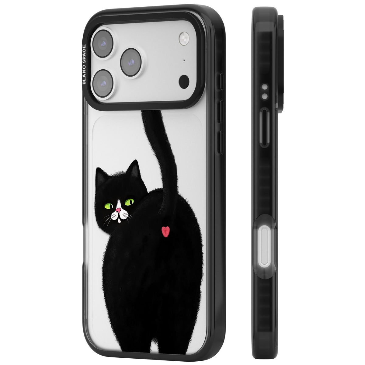 The Cat's Kiss iPhone 17 Pro Max Impact Black Phone Case side