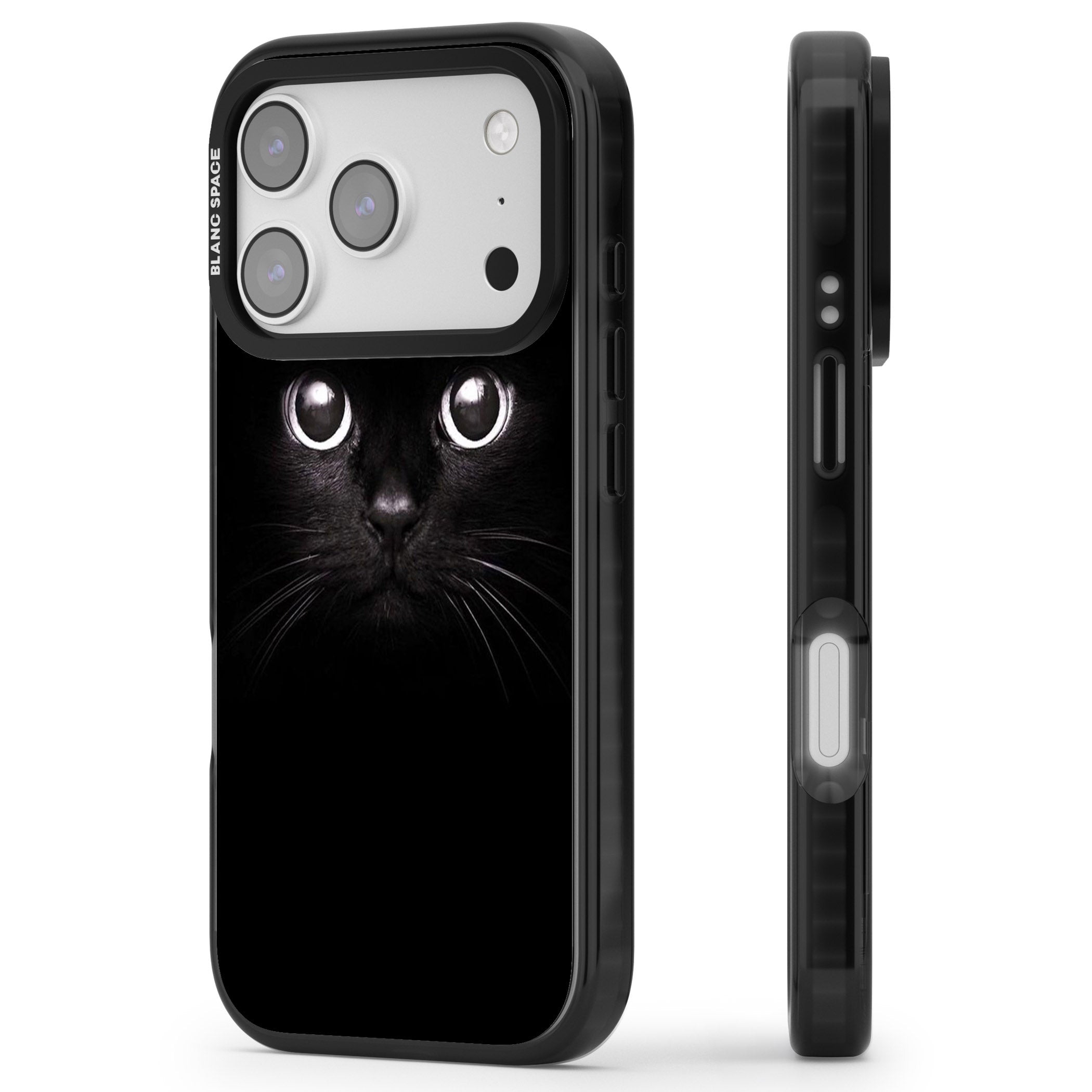 Black Cat iPhone 17 Pro Impact Black Phone Case Side Profile