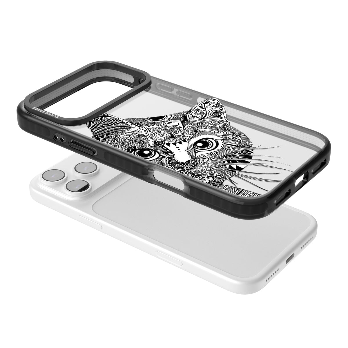 Henna Cat iPhone 17 Pro Max Impact Black Phone Case angled