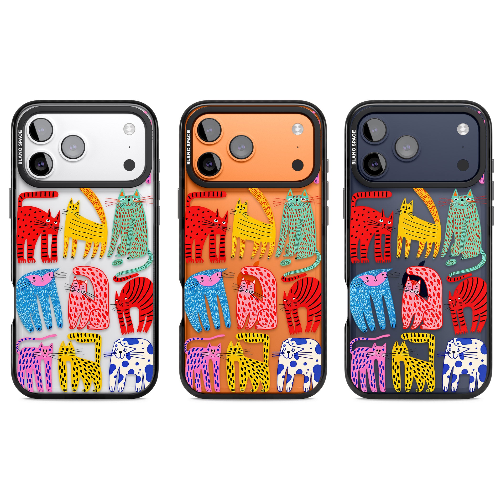 Abstract Colourful Cats iPhone 17 Pro Impact Black Phone Case APT Impact Protection
