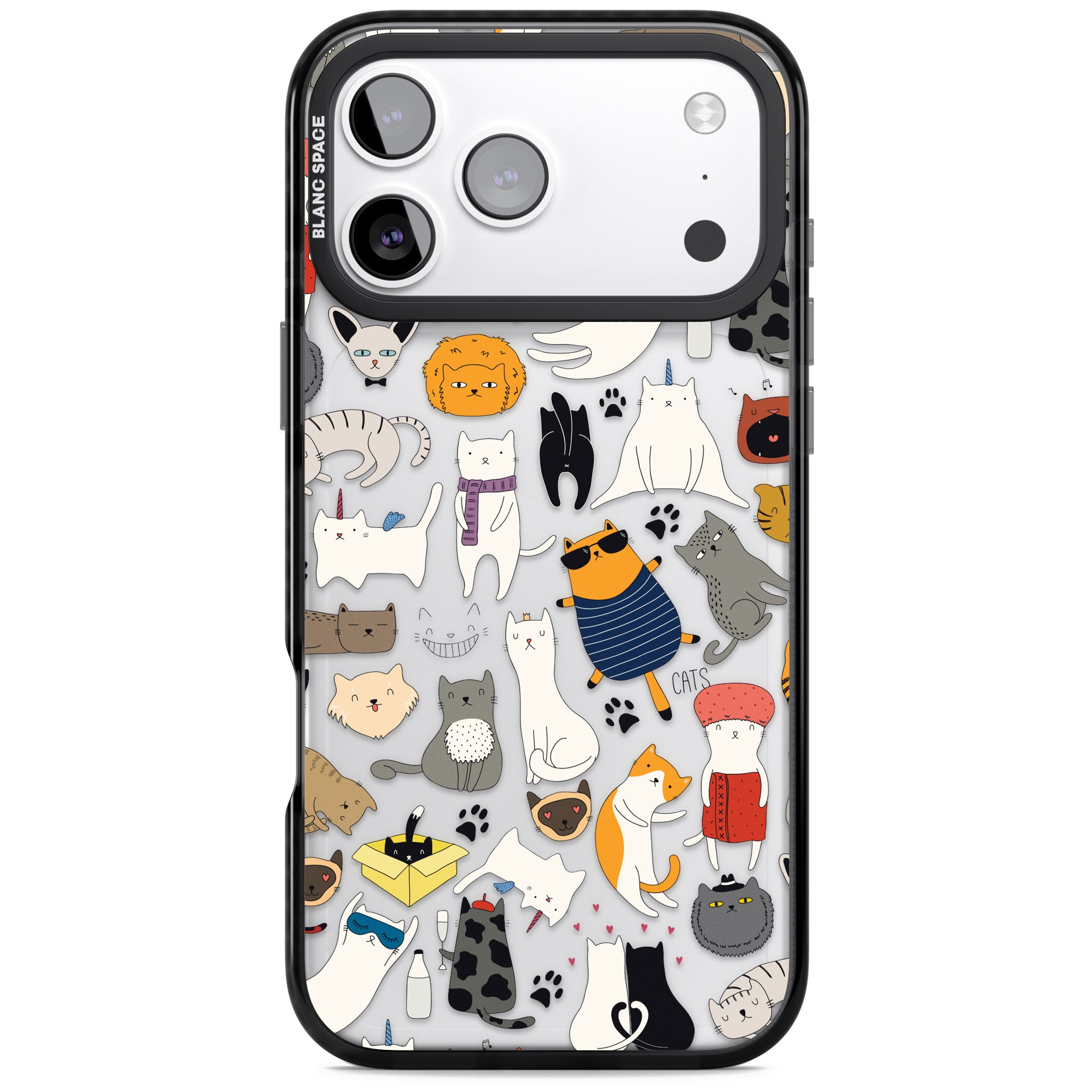 Cartoon Cat Collage iPhone 17 Pro Impact Black Phone Case