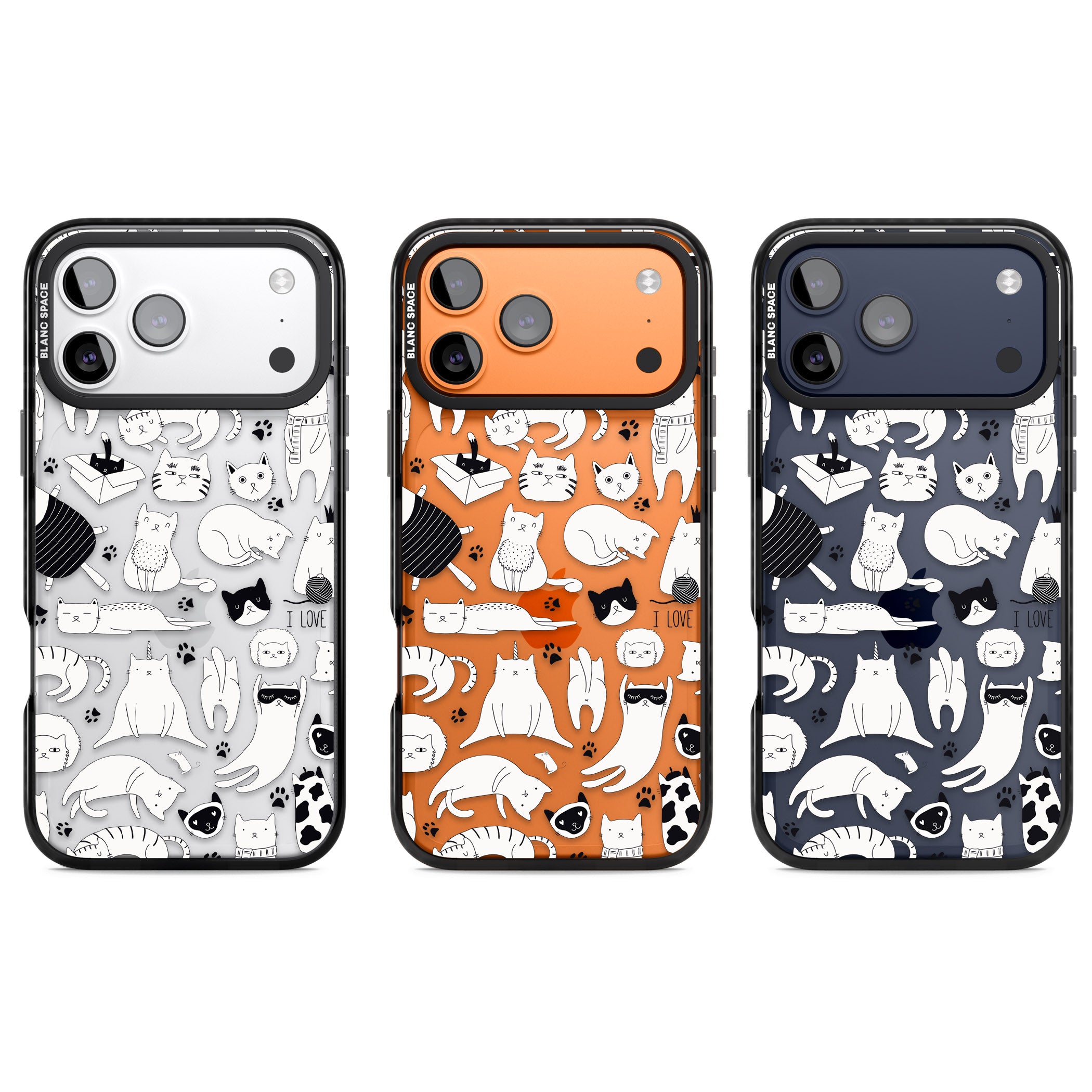 Cartoon Cat Collage Black & White iPhone 17 Pro Impact Black Phone Case APT Impact Protection