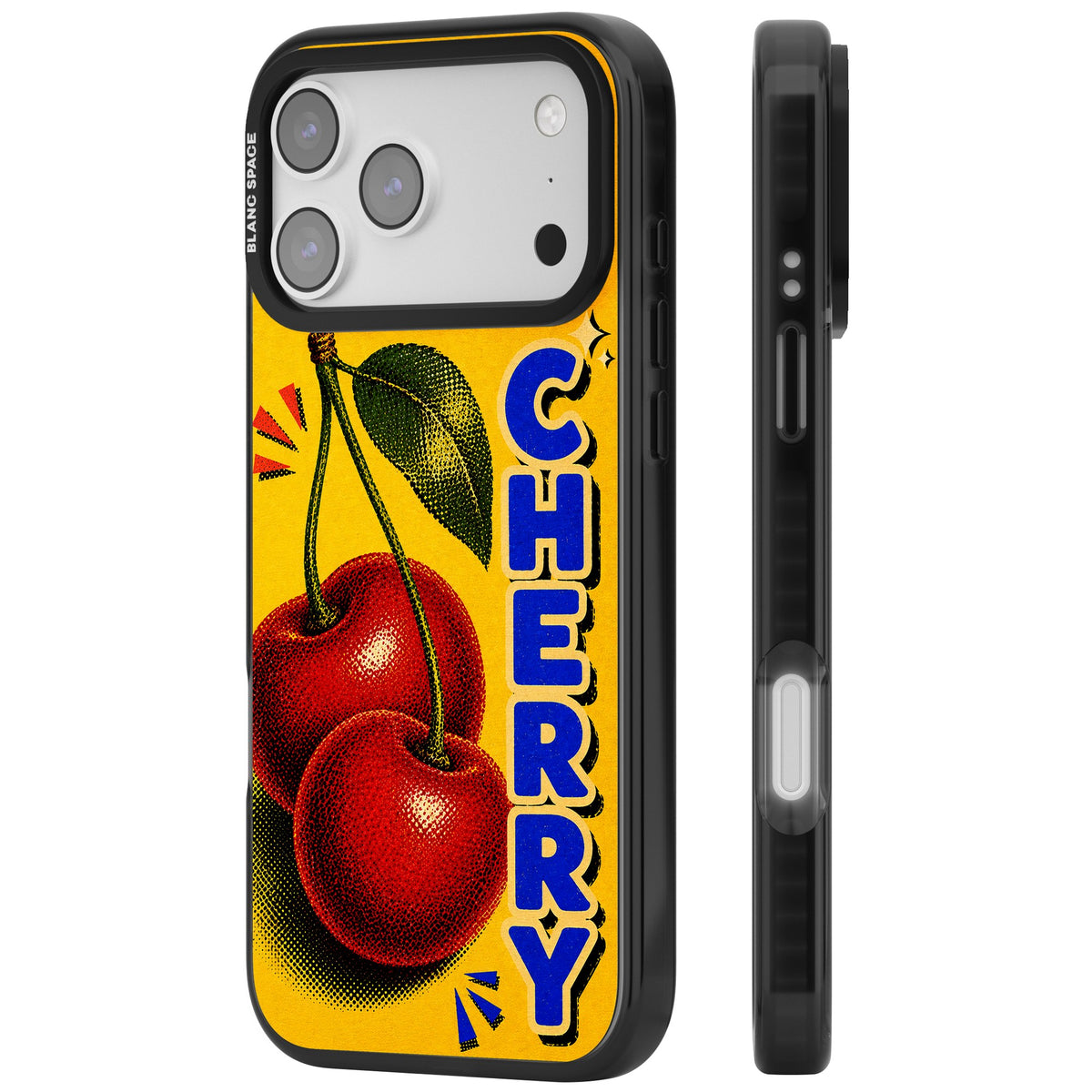 Cherry Yellow iPhone 17 Pro Max Impact Black Phone Case side