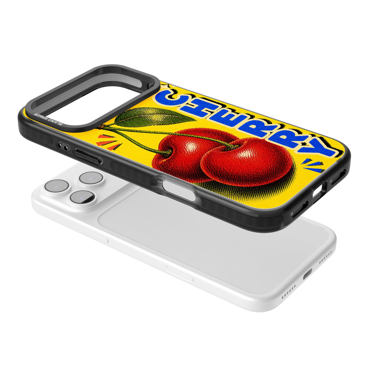 Cherry Yellow iPhone 17 Pro Max Impact Black Phone Case angled
