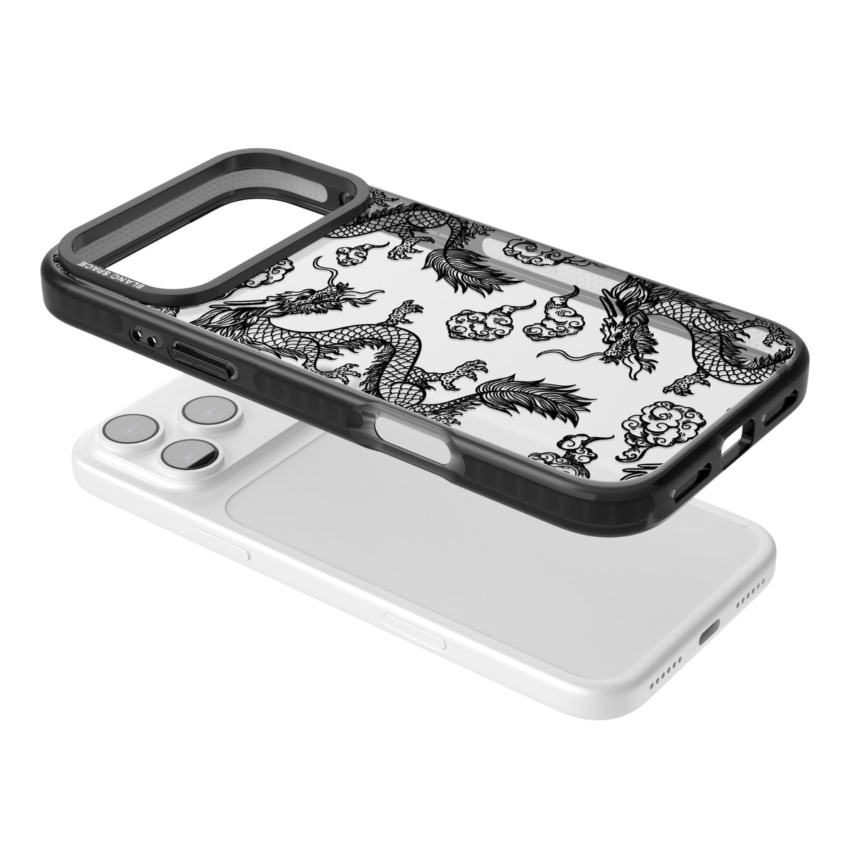 Black Dragons iPhone 17 Pro Max Impact Black Phone Case angled
