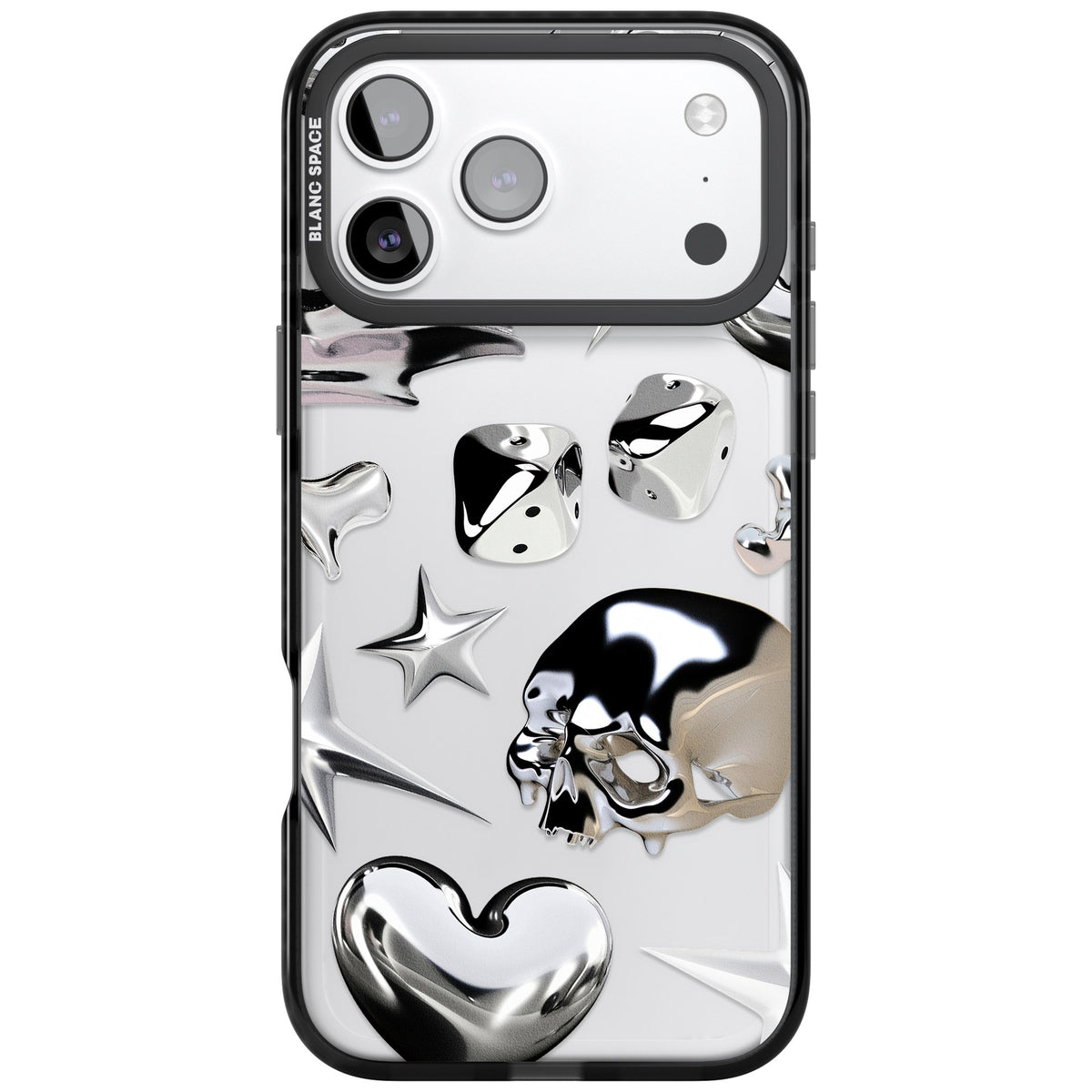 Chromed iPhone 17 Pro Max Impact Black Phone Case front