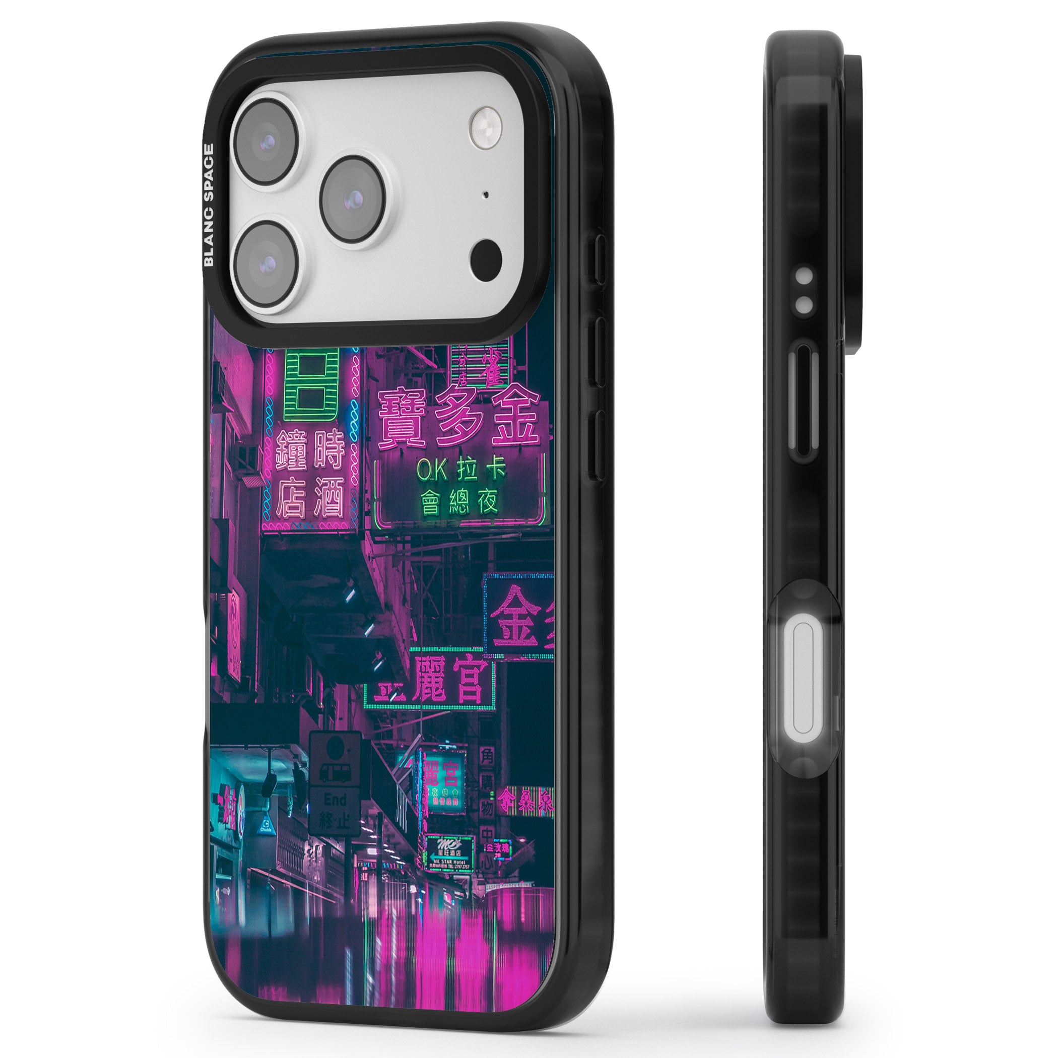 Neon Night Strip iPhone 17 Pro Impact Black Phone Case Side Profile