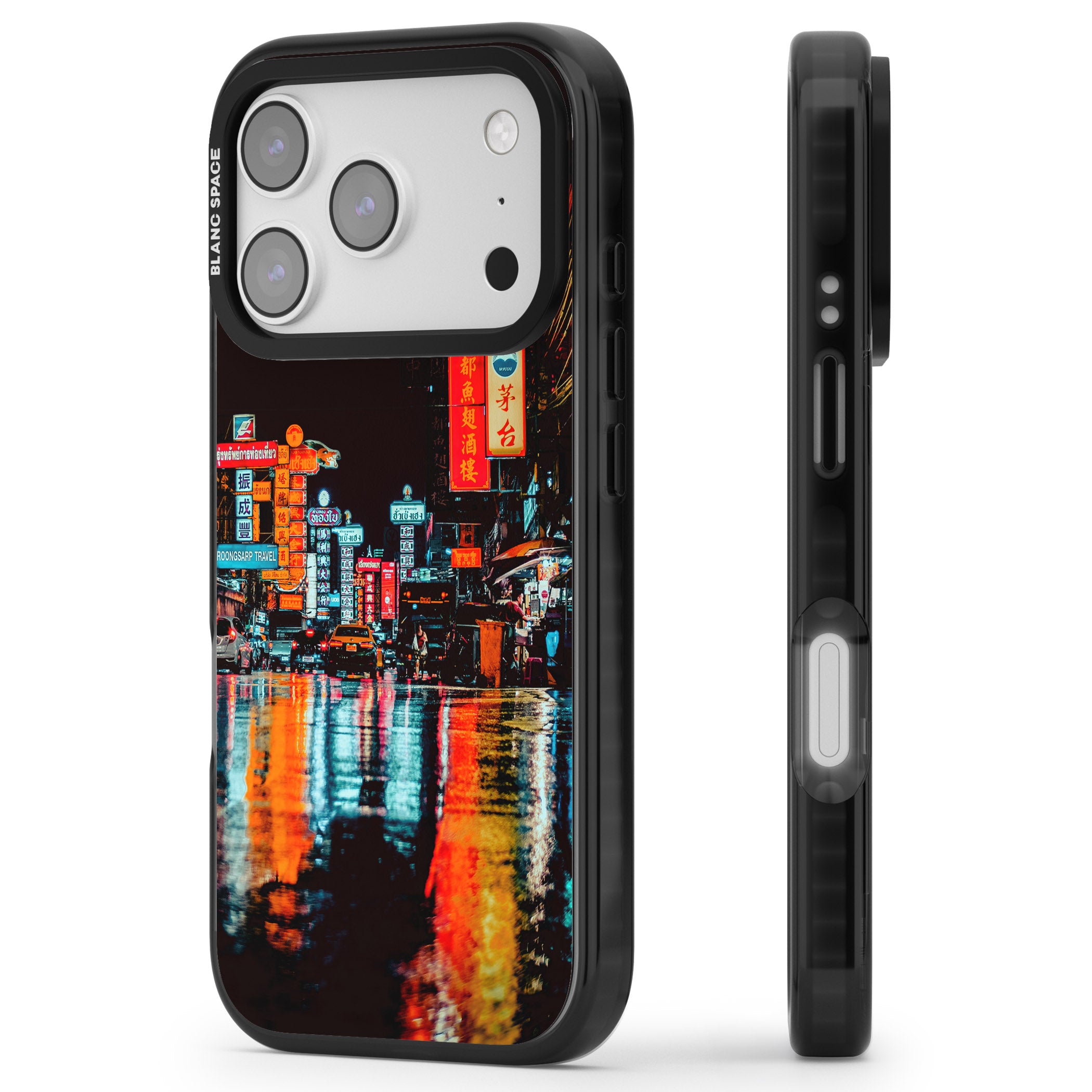 Neon City iPhone 17 Pro Impact Black Phone Case Side Profile