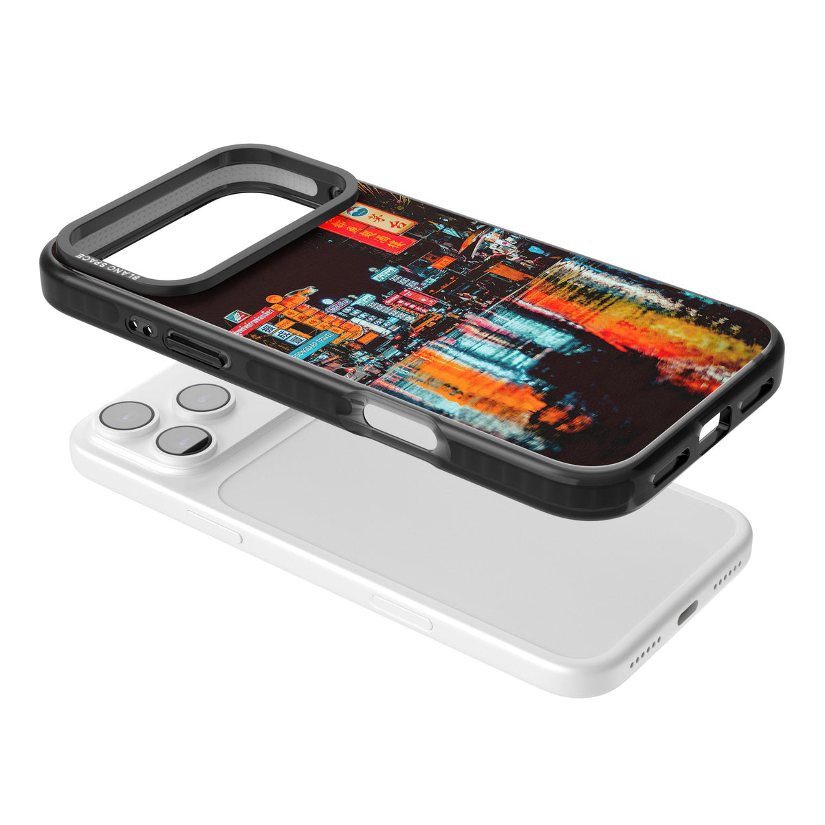 Neon City iPhone 17 Pro Max Impact Black Phone Case angled