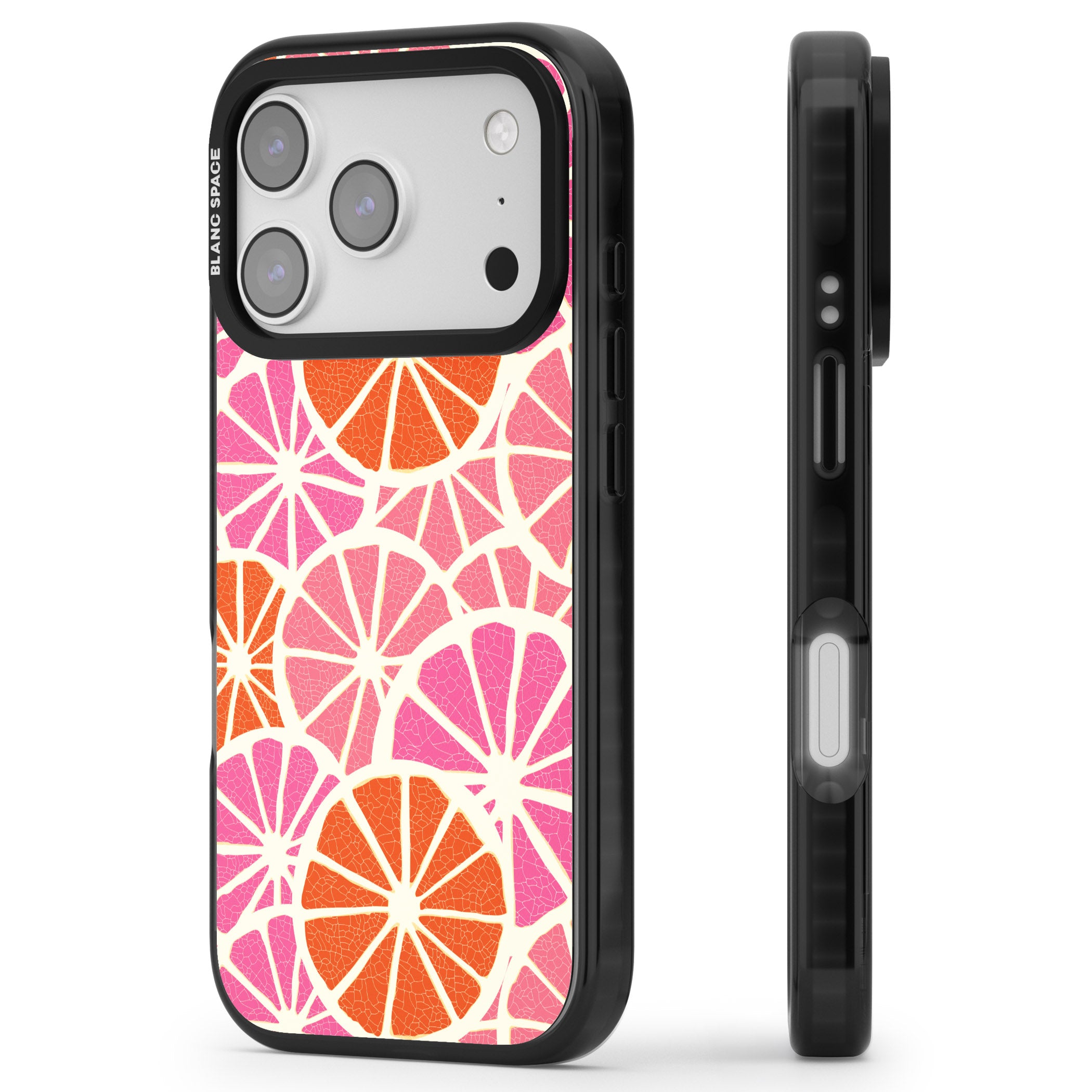 Citrus Slices iPhone 17 Pro Impact Black Phone Case Side Profile
