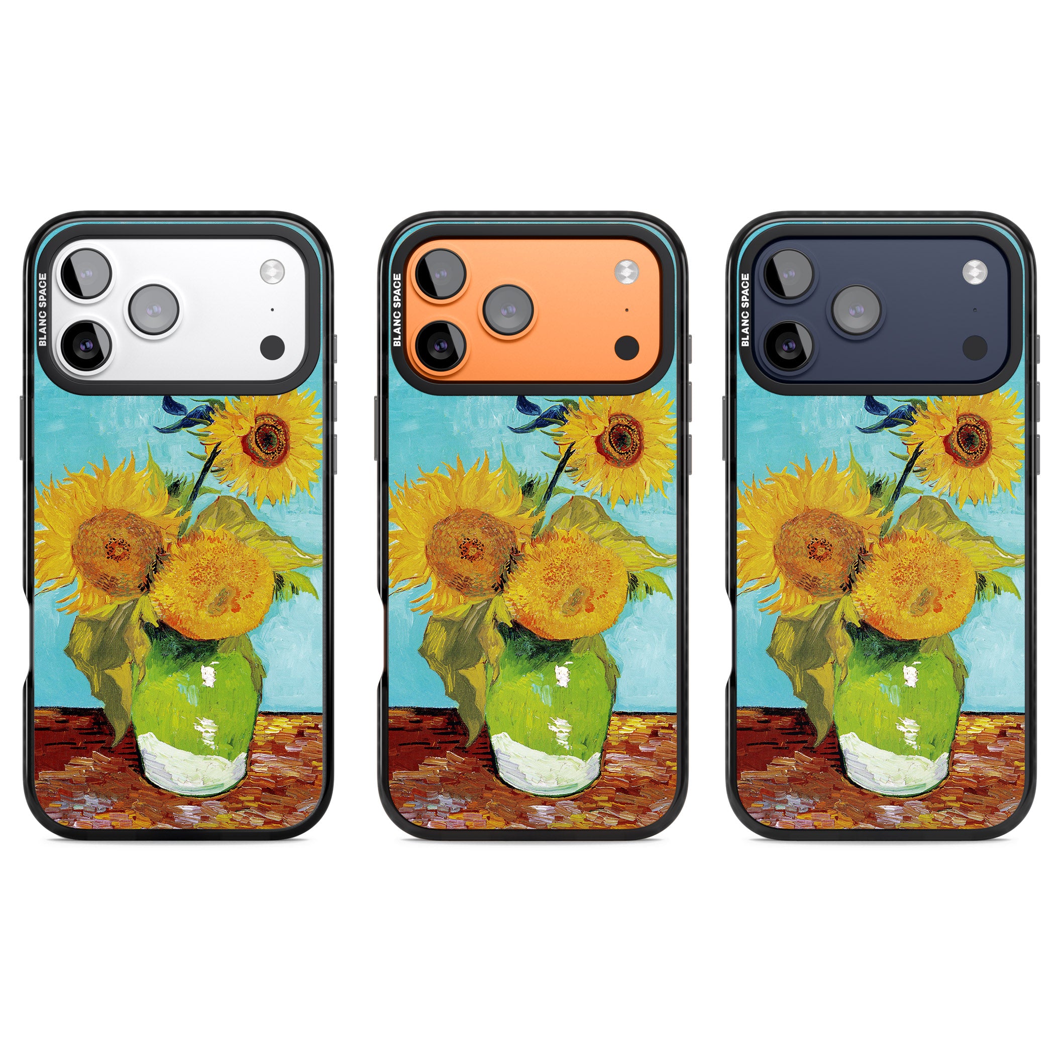 Vase With Three Sunflowers iPhone 17 Pro Impact Black Phone Case APT Impact Protection